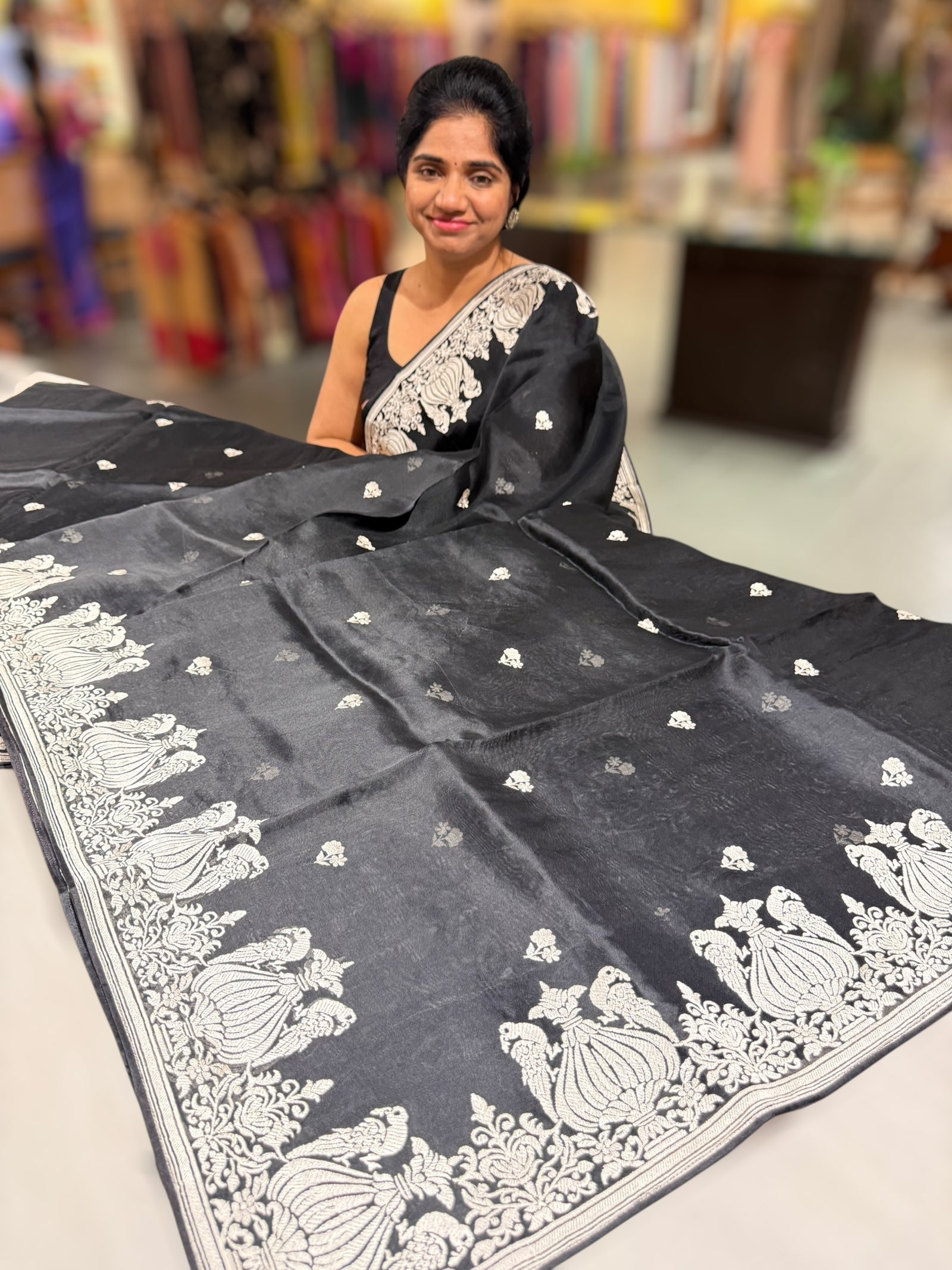 Black Organza with embroidery