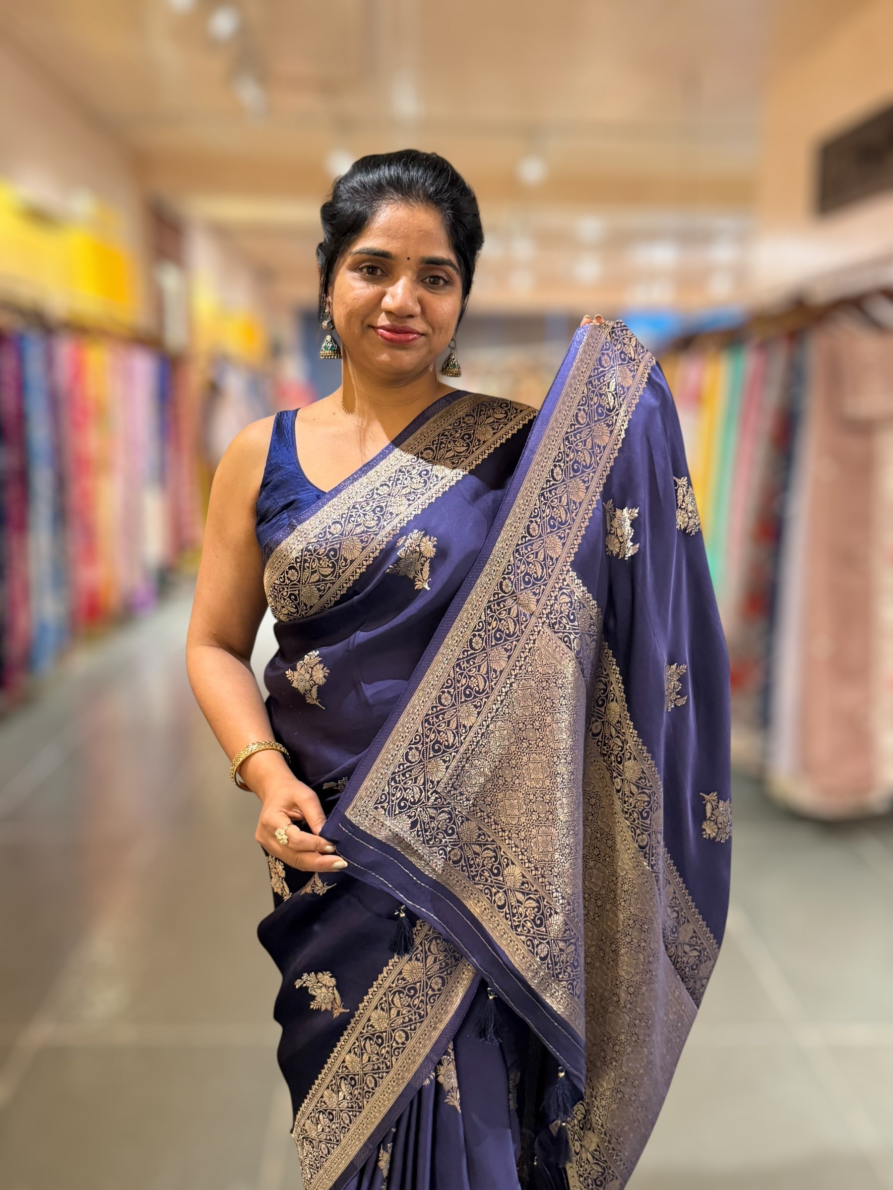 Violet Mashru Silk Saree with Paithani inspired embroidered blouse
