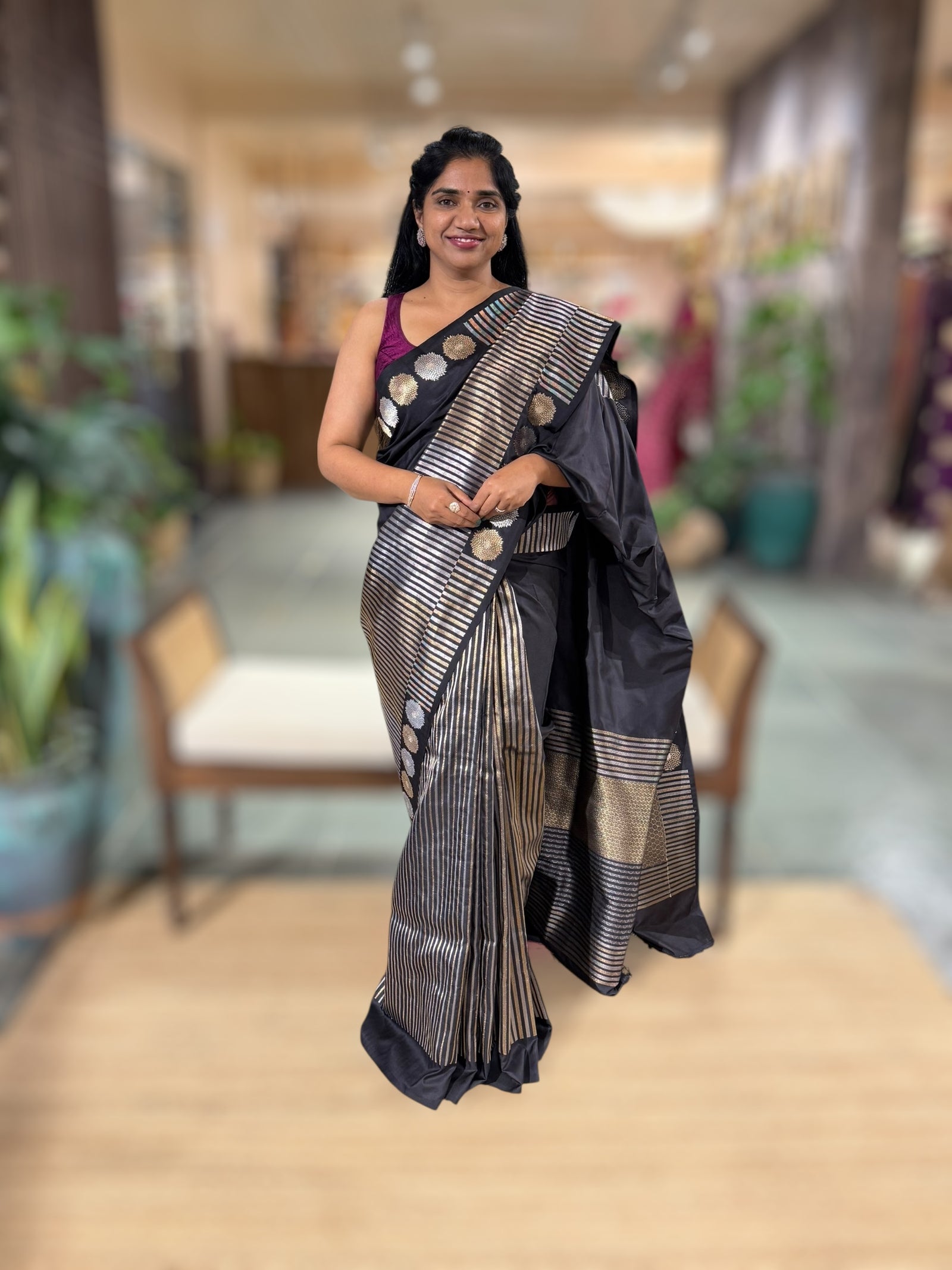 Black Designer Banarasi Ektara Silk Saree