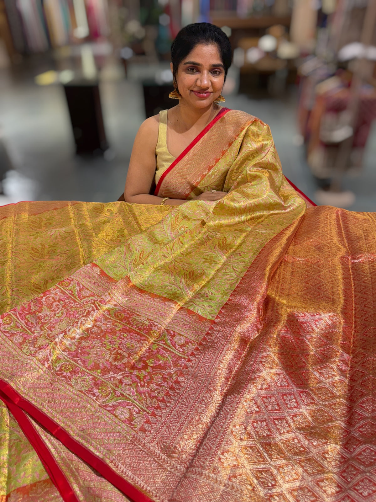 Kanjeevaram Tissue meenakari saree