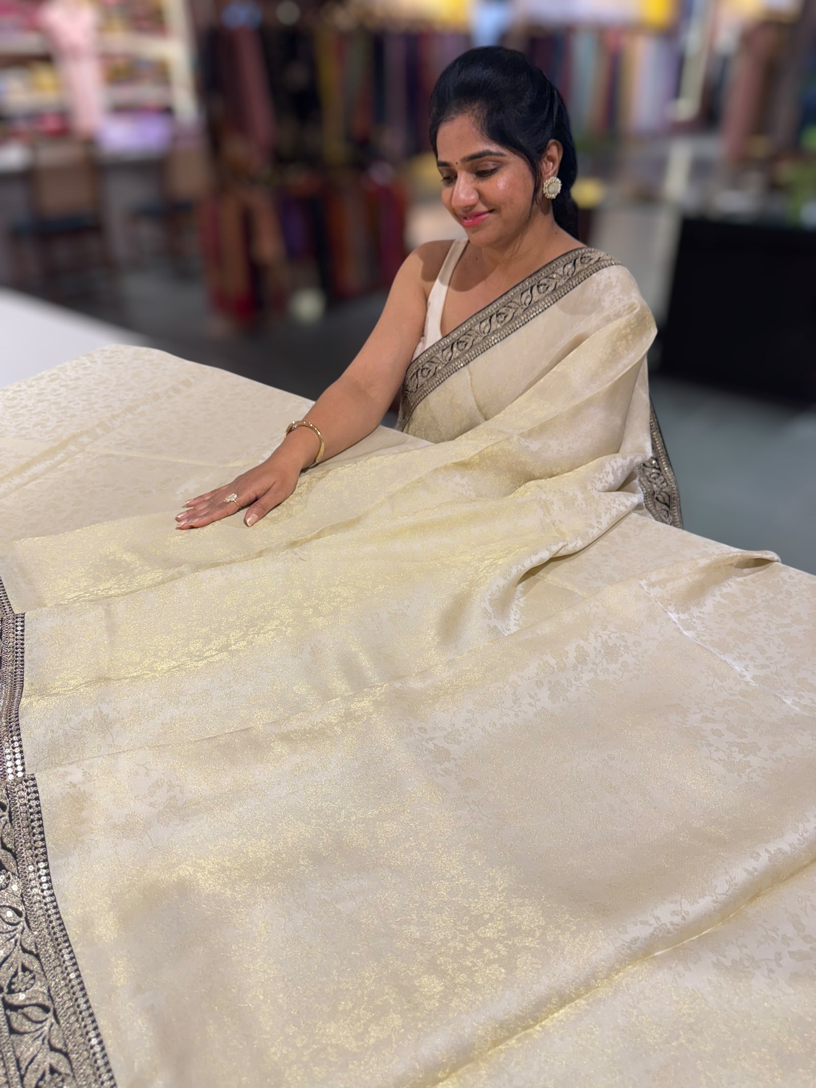 Ivory Banarasi brocade Tissue