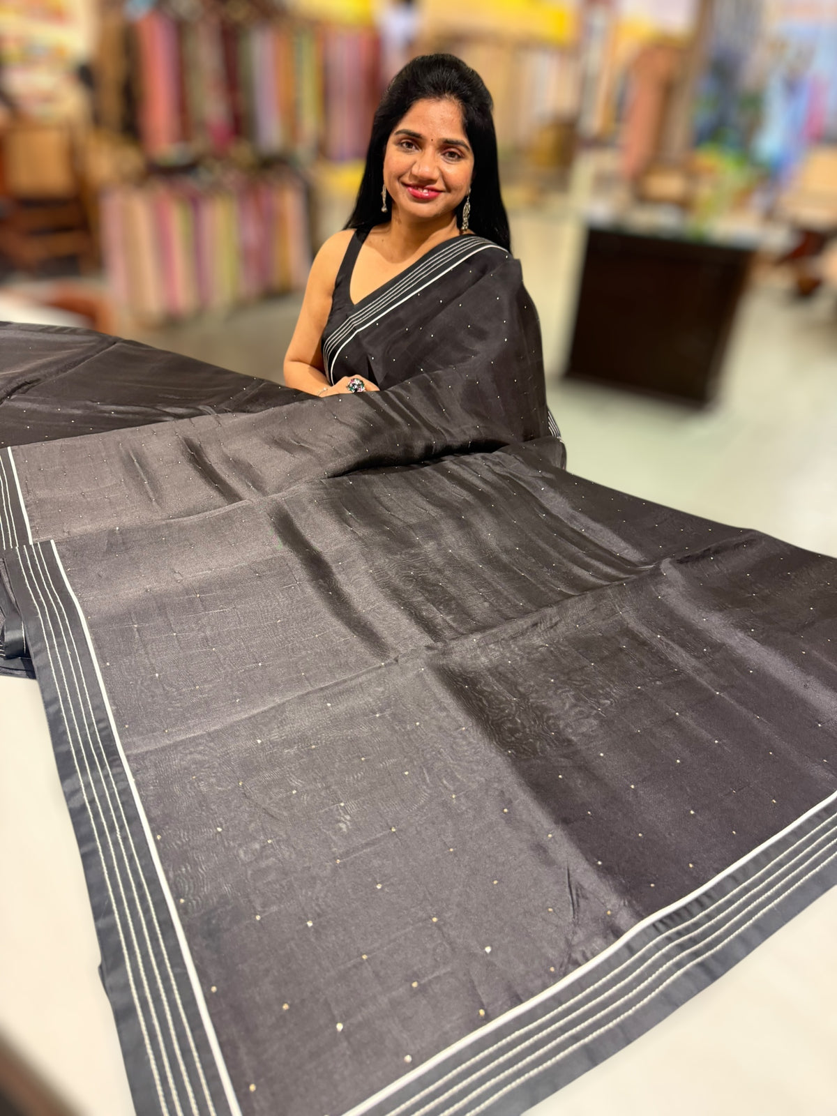 Black Organza Saree with embroidered blouse