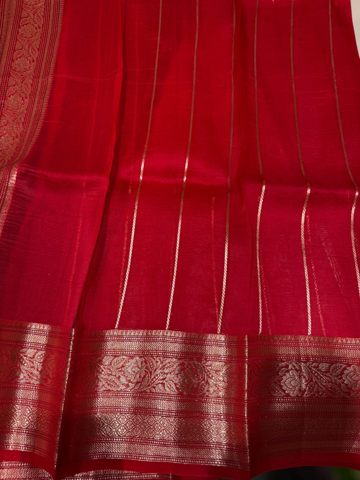 Black and Red Kora Banarasi Saree with Kaduwa woven motifs