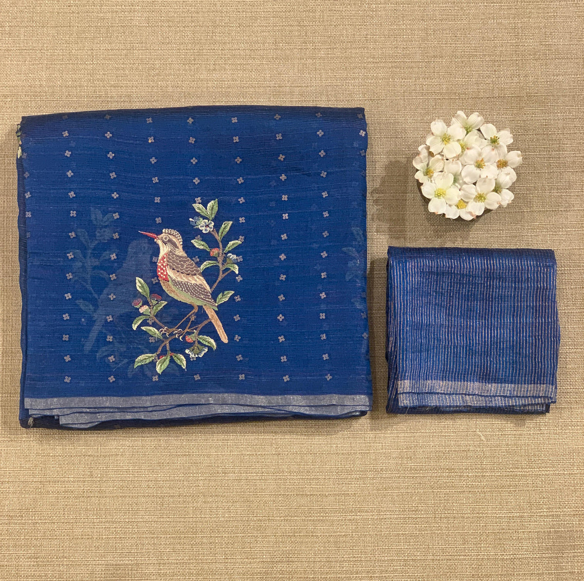 Blue Tussar Kota Saree byloom Saree