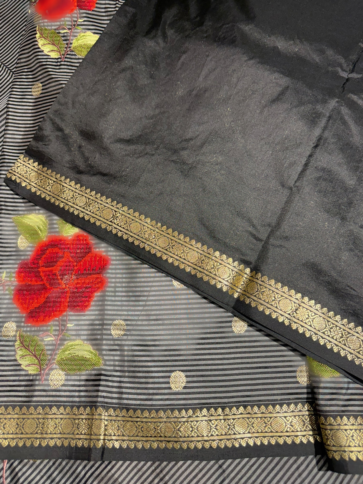 Banarasi silk stripes with embroidery