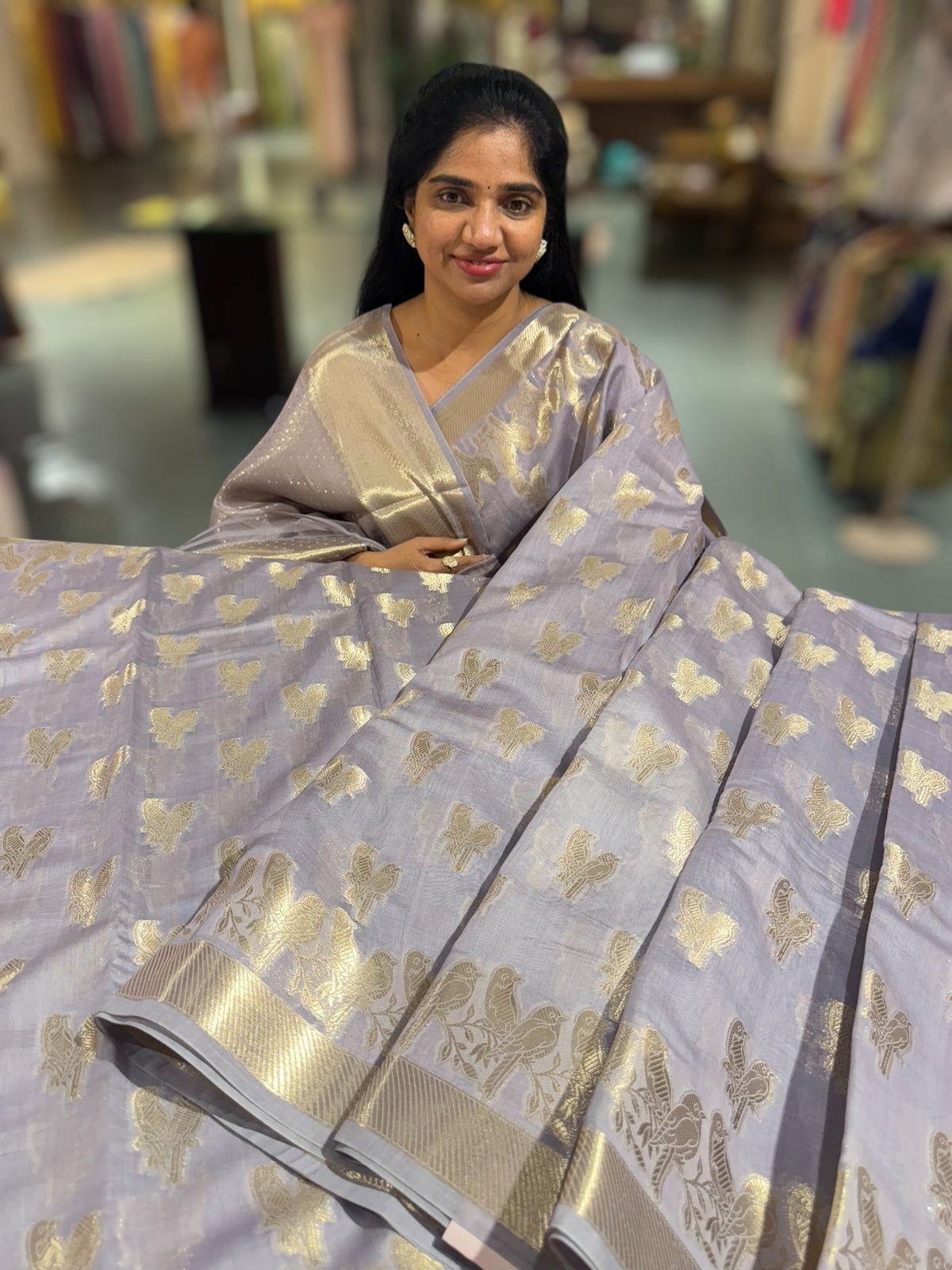 Dusty mauve Banarasi Mul Silk Cotton Saree