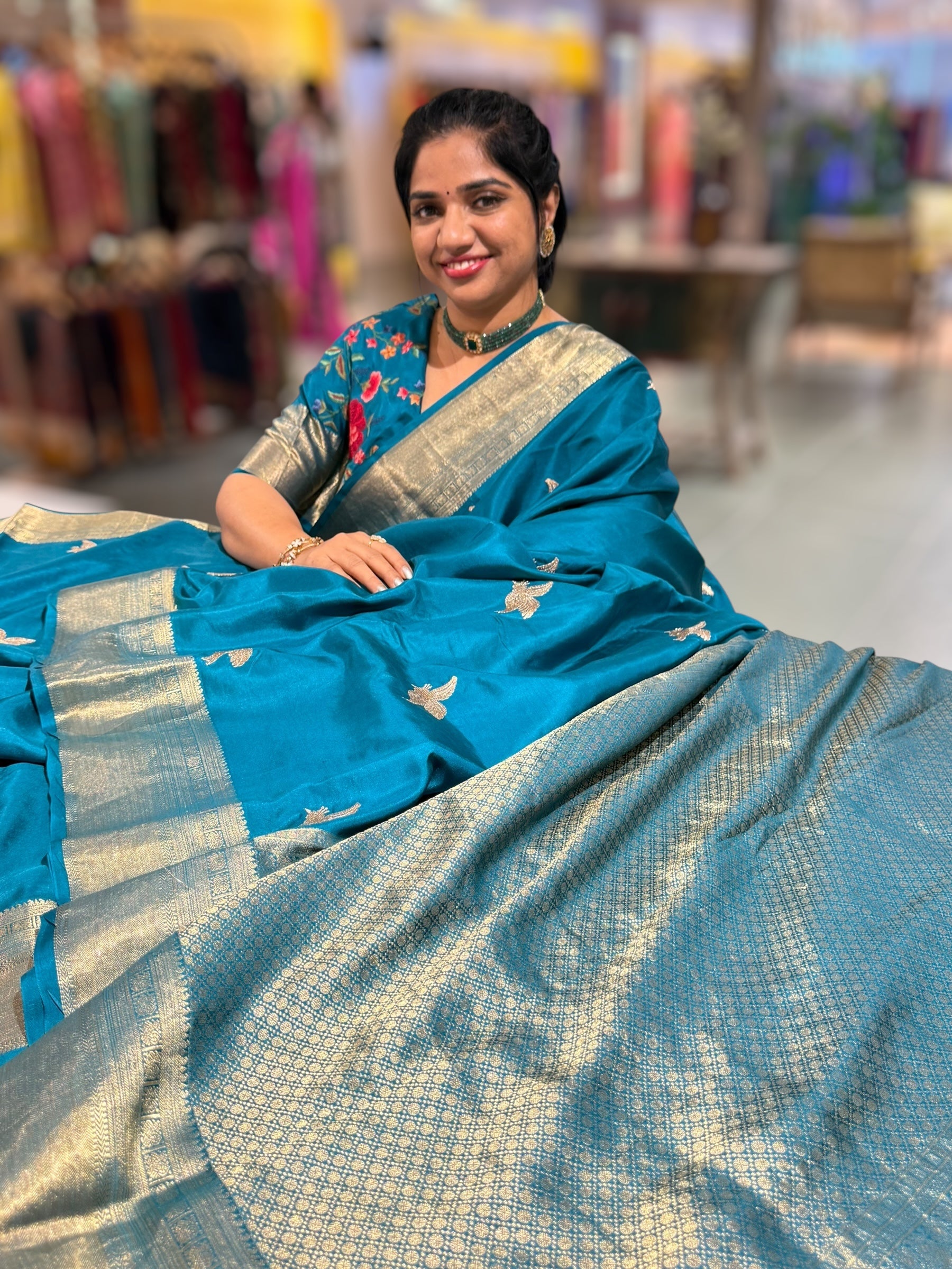 Peacock Blue Kanchi Soft Drape Saree