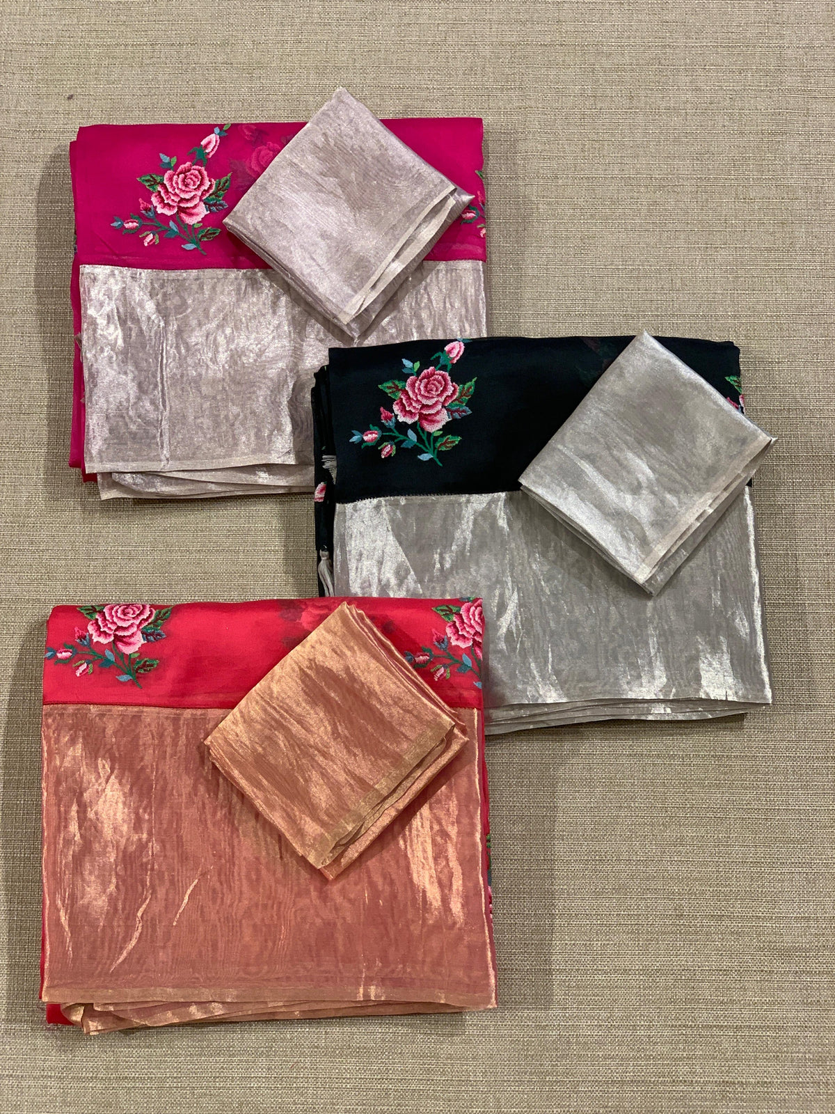 Rani Pink Pure Organza Saree with pure Tissue Border