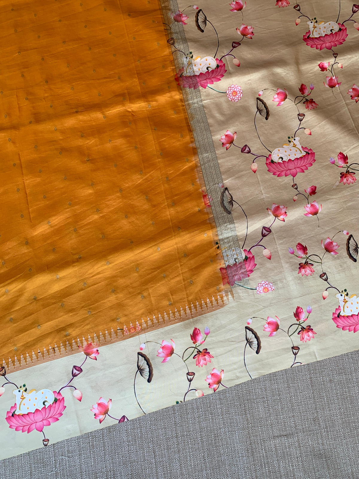 Kanchi designer soft silk saree with pichwai printed border