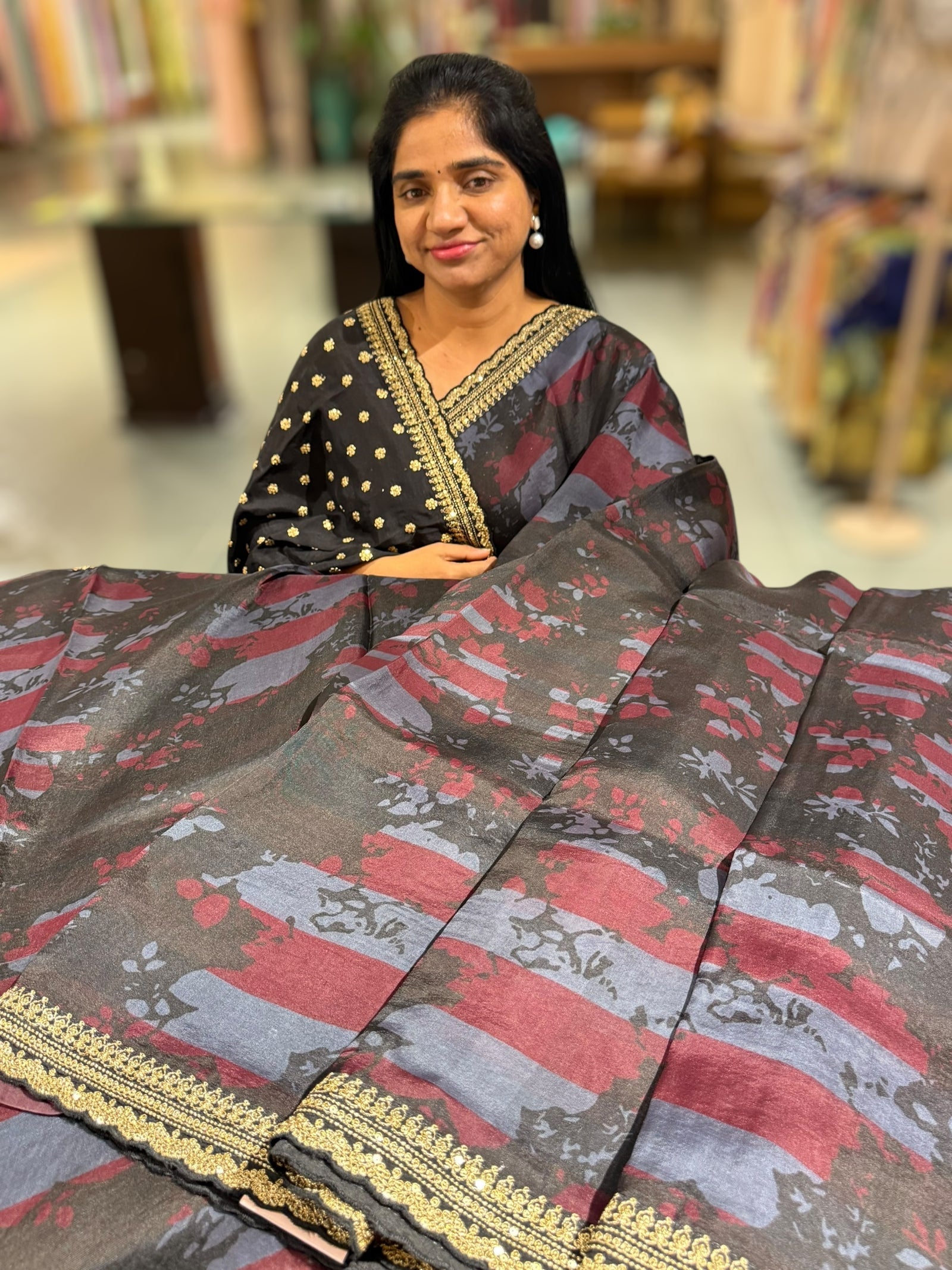 Pure Organza saree with sabhyasachi borders