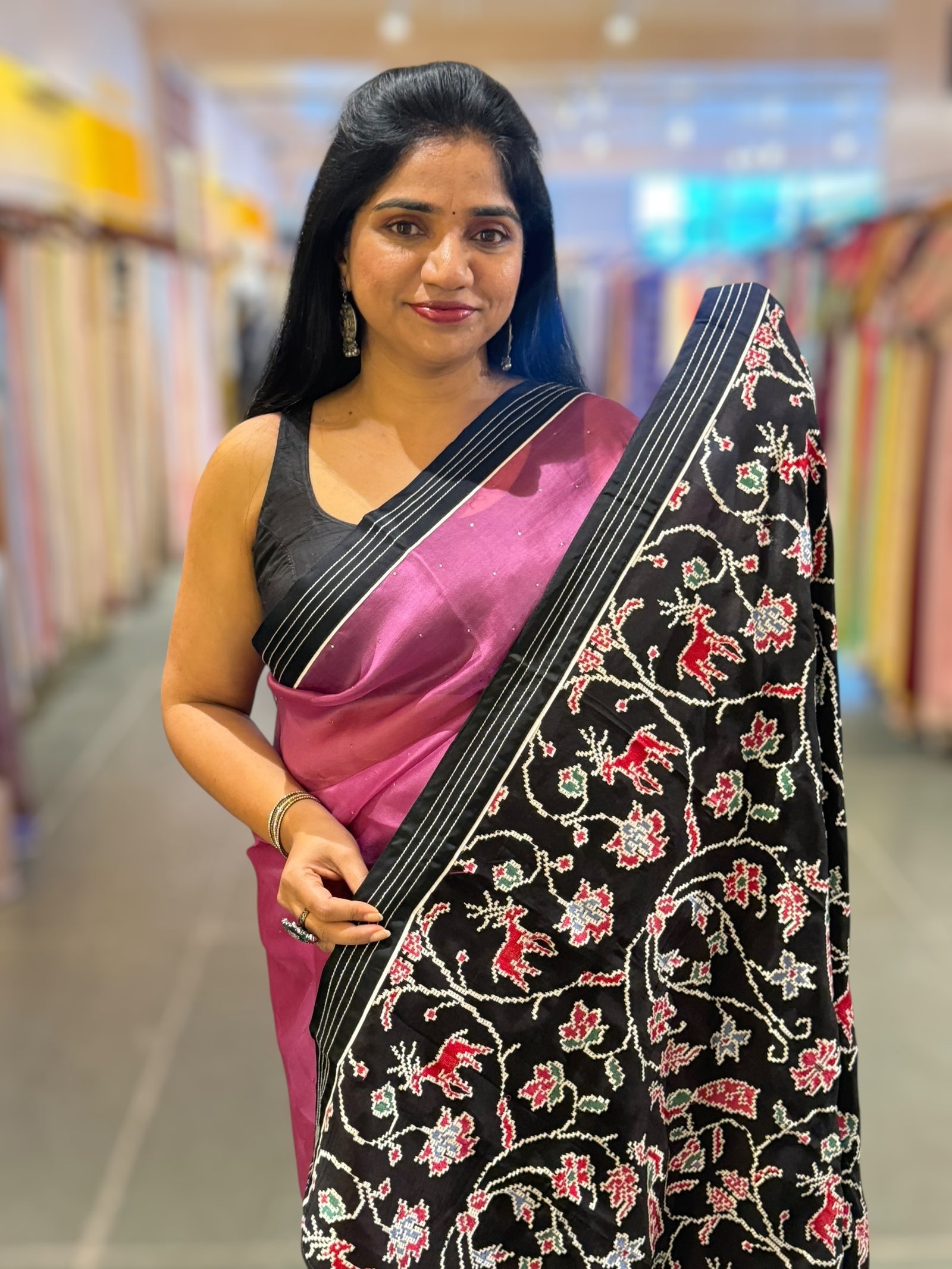 Plum Jamoon Organza Saree with embroidered blouse