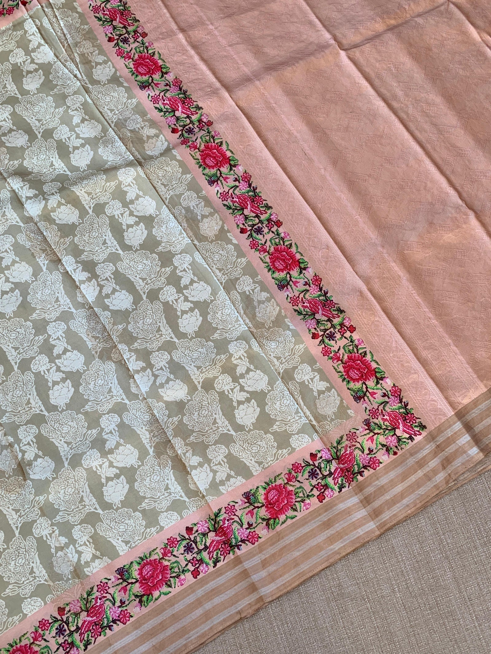 Earthy Tone kanchi soft silk  printed saree