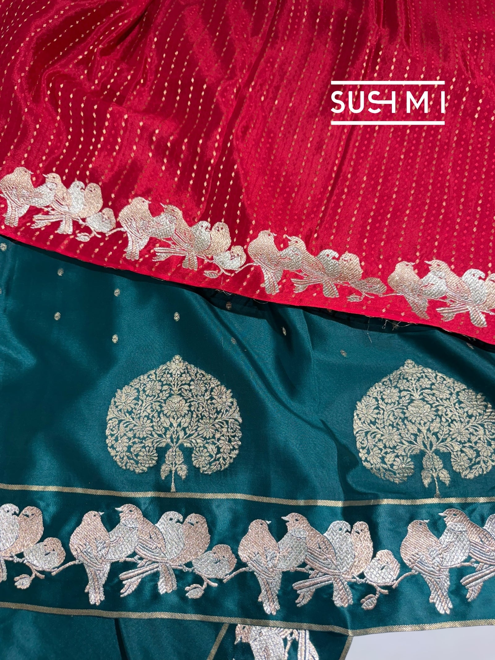 Bottle Green Mysore silk saree with woven motif and embroidered border : D62130