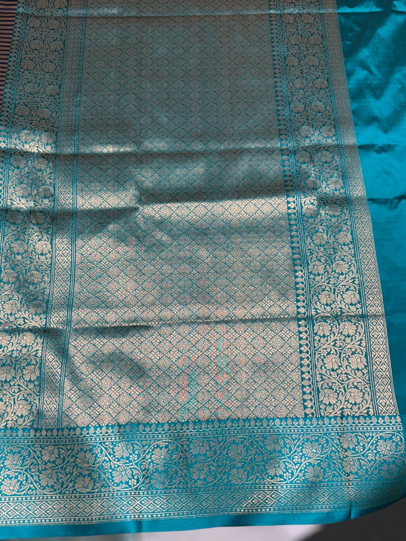 Navy Blue Banarasi Silk Stripes Saree