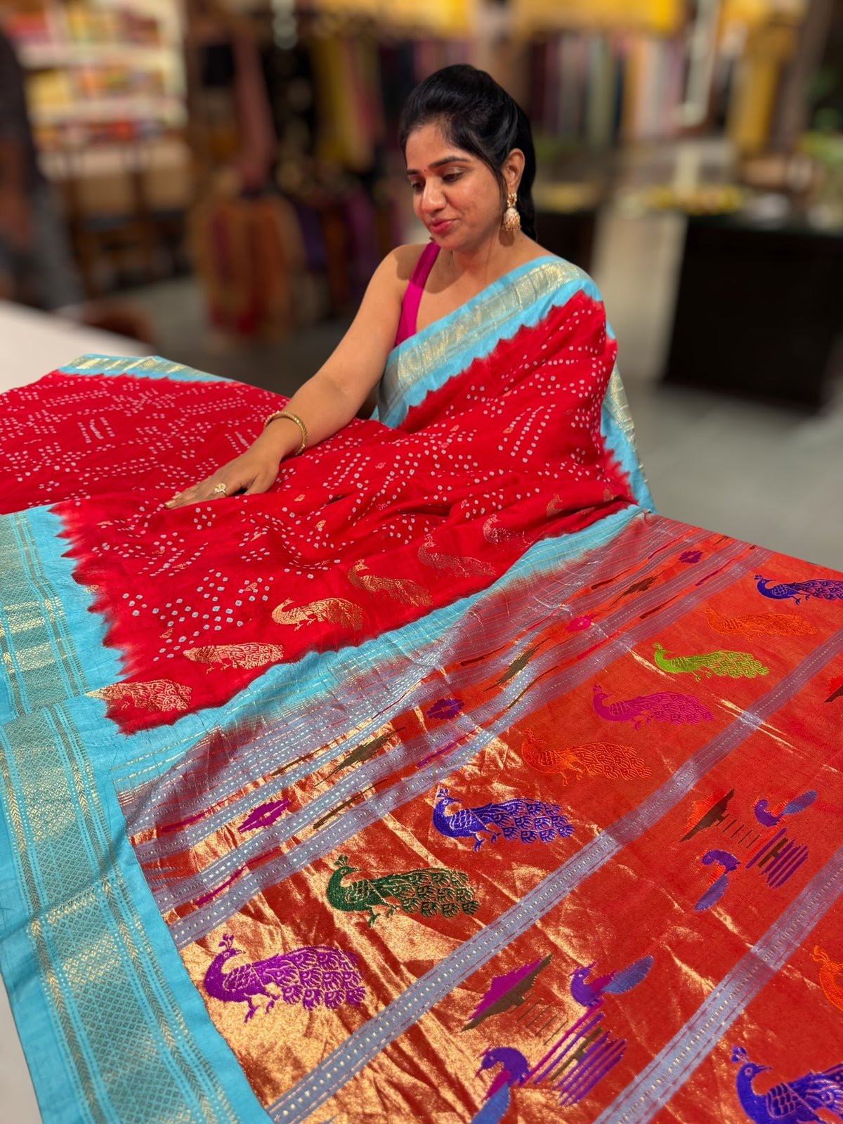 Pure handloom Bandhini paithani saree