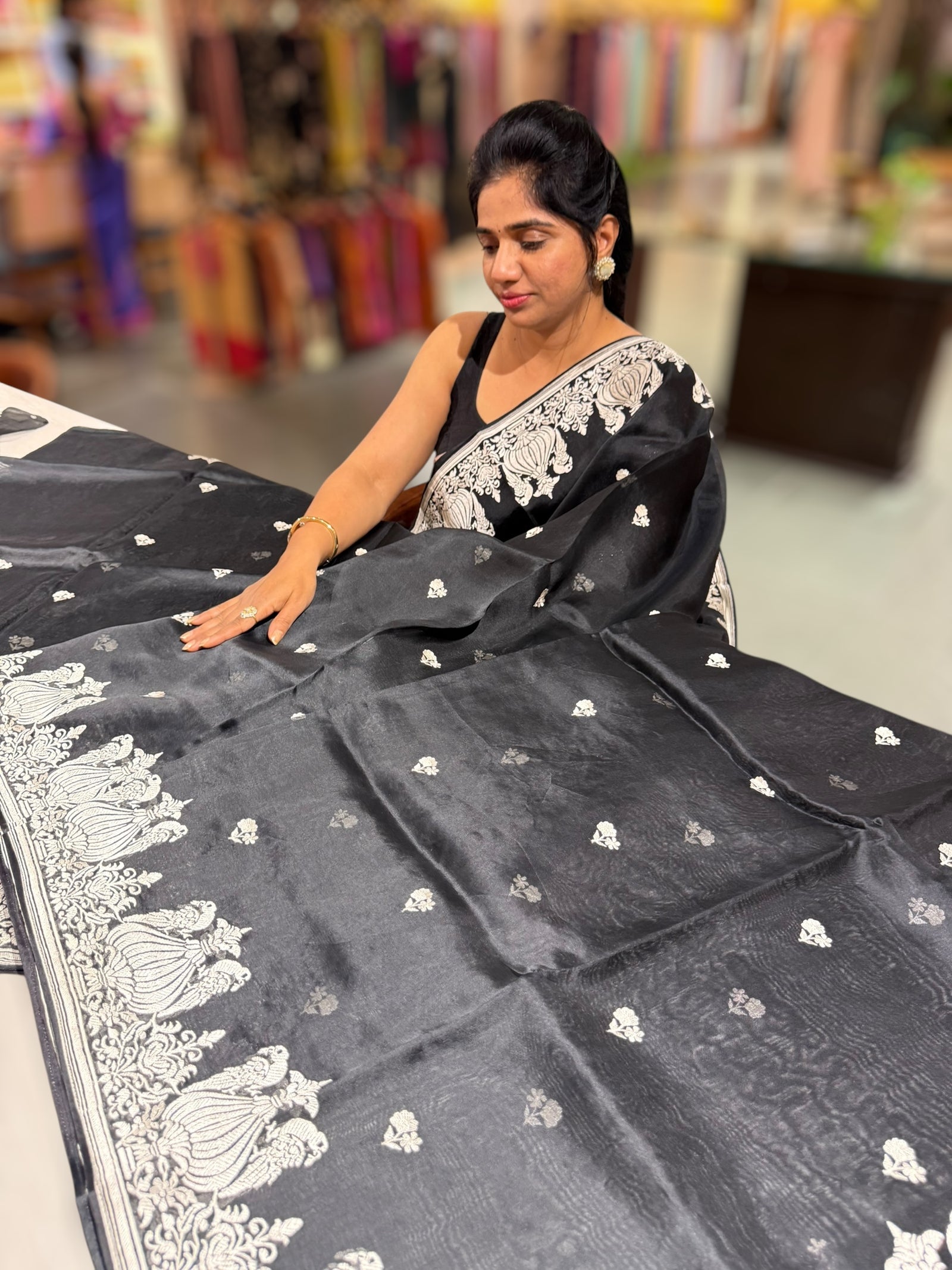 Black Organza with embroidery