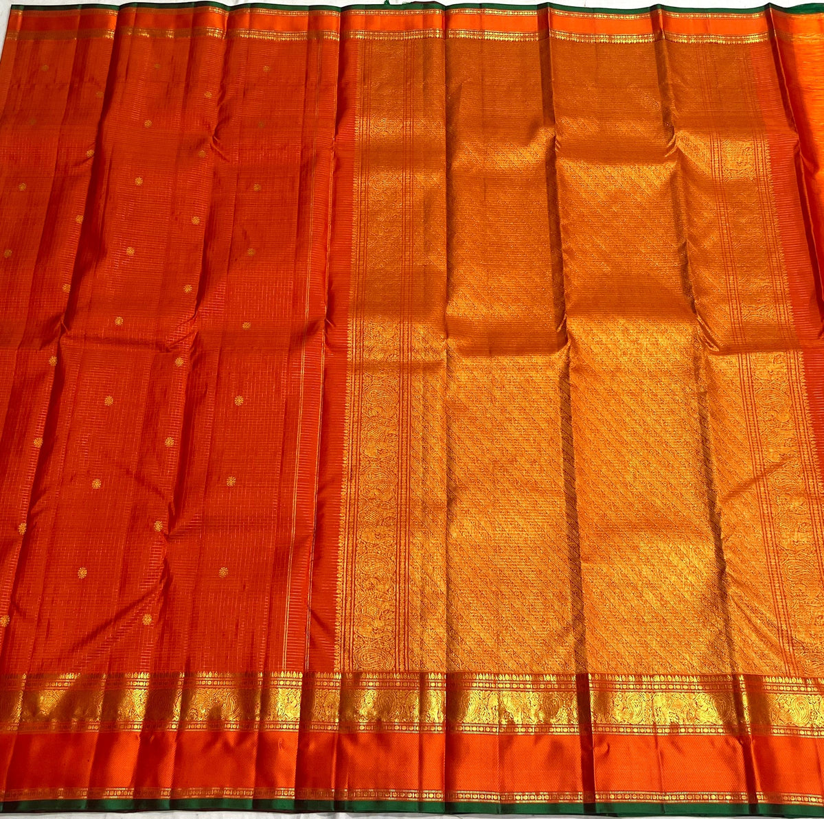 Orange vaira oosi Kanchipuram Vintage Saree
