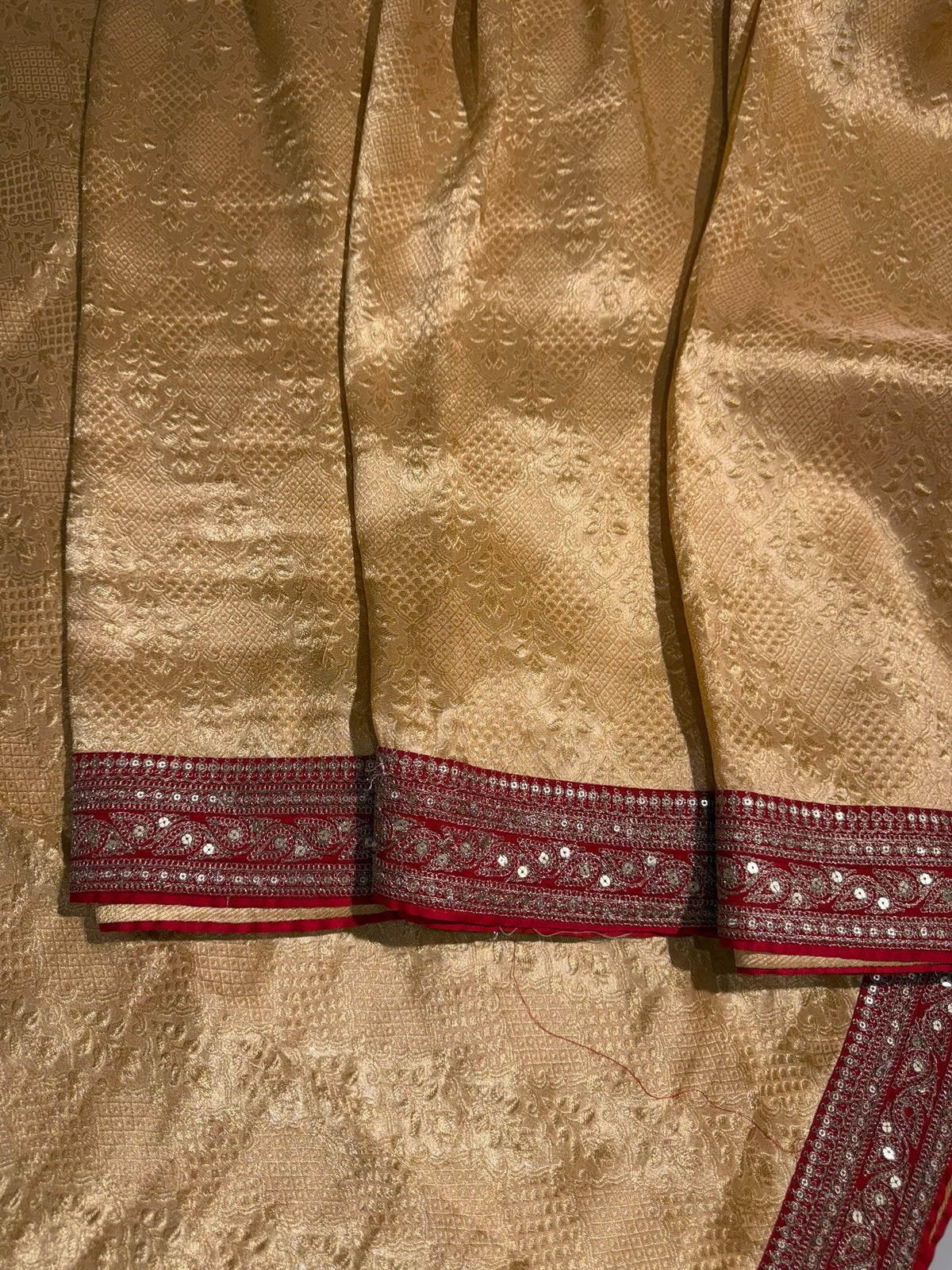 Peach & Reddish Pink Combo Banarasi Tissue Brocade saree