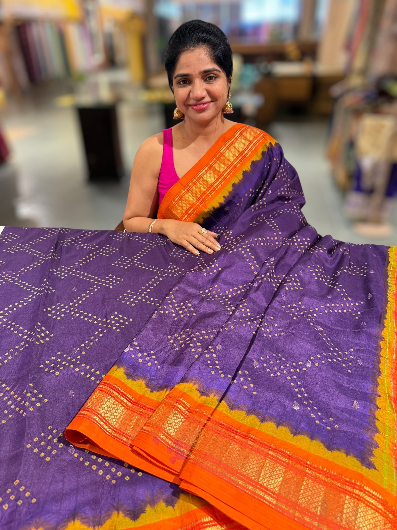 Pure handloom Bandhini paithani saree