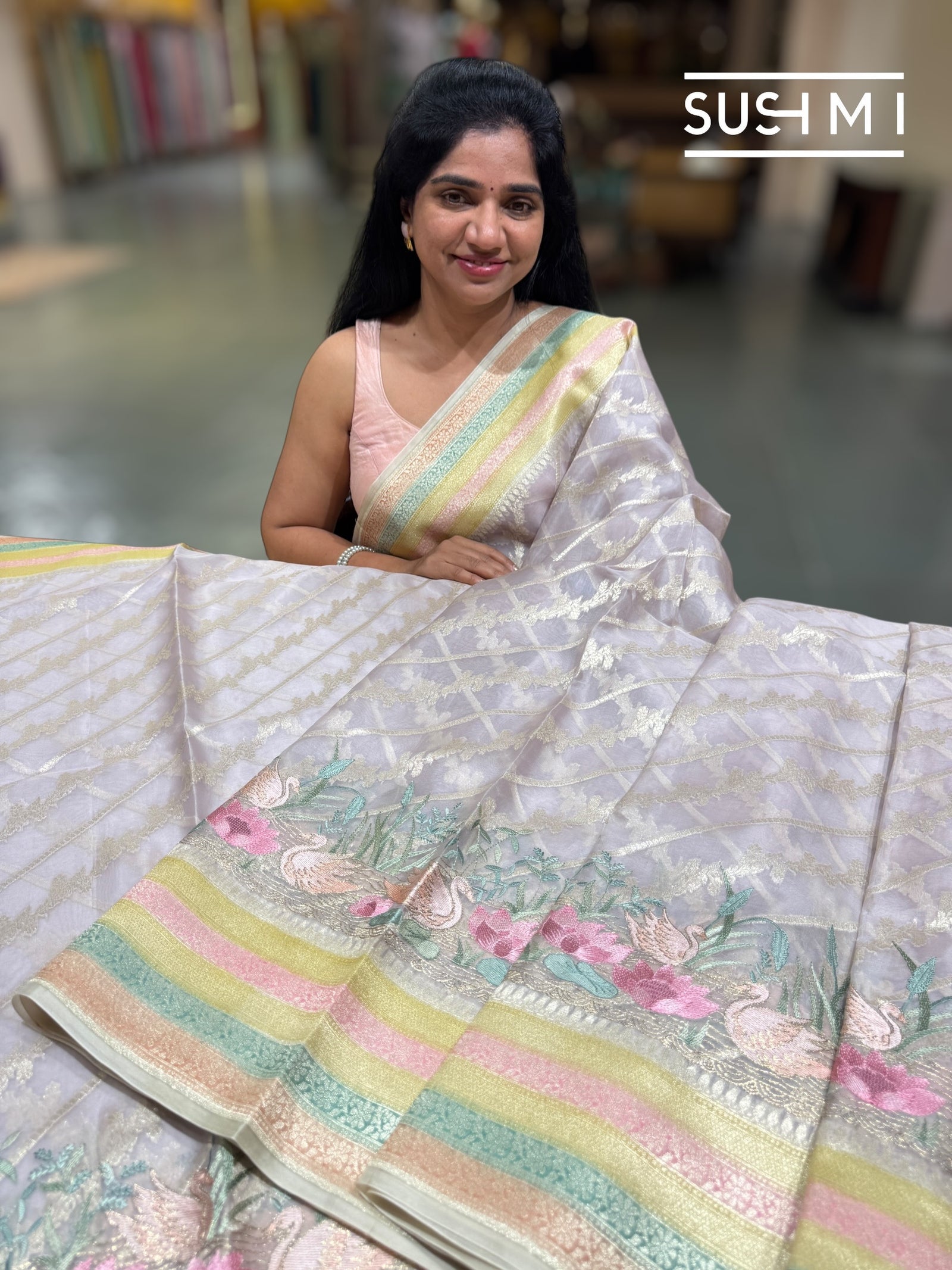 Lilac Designer Kora Banarasi Saree: D62F229