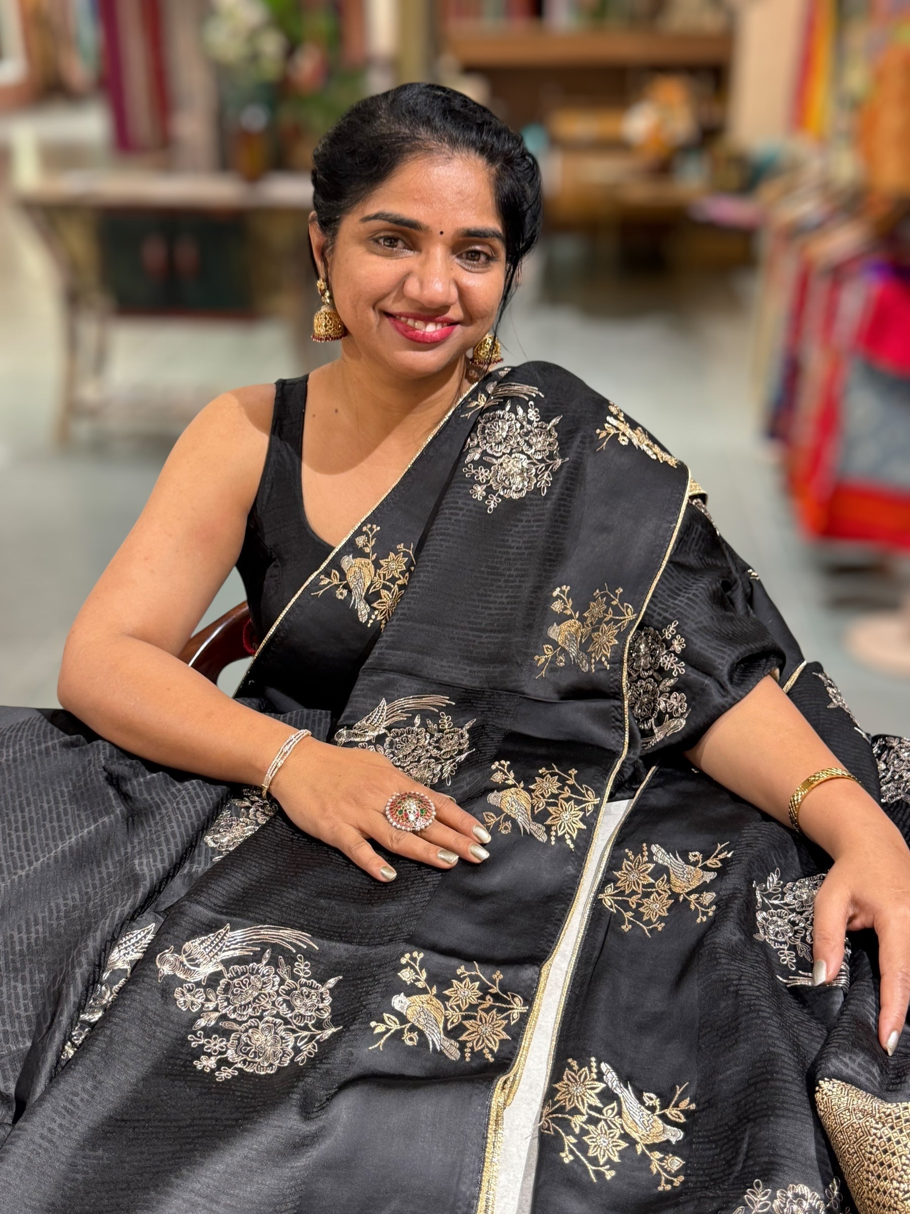 Black Designer Mashru Silk Saree
