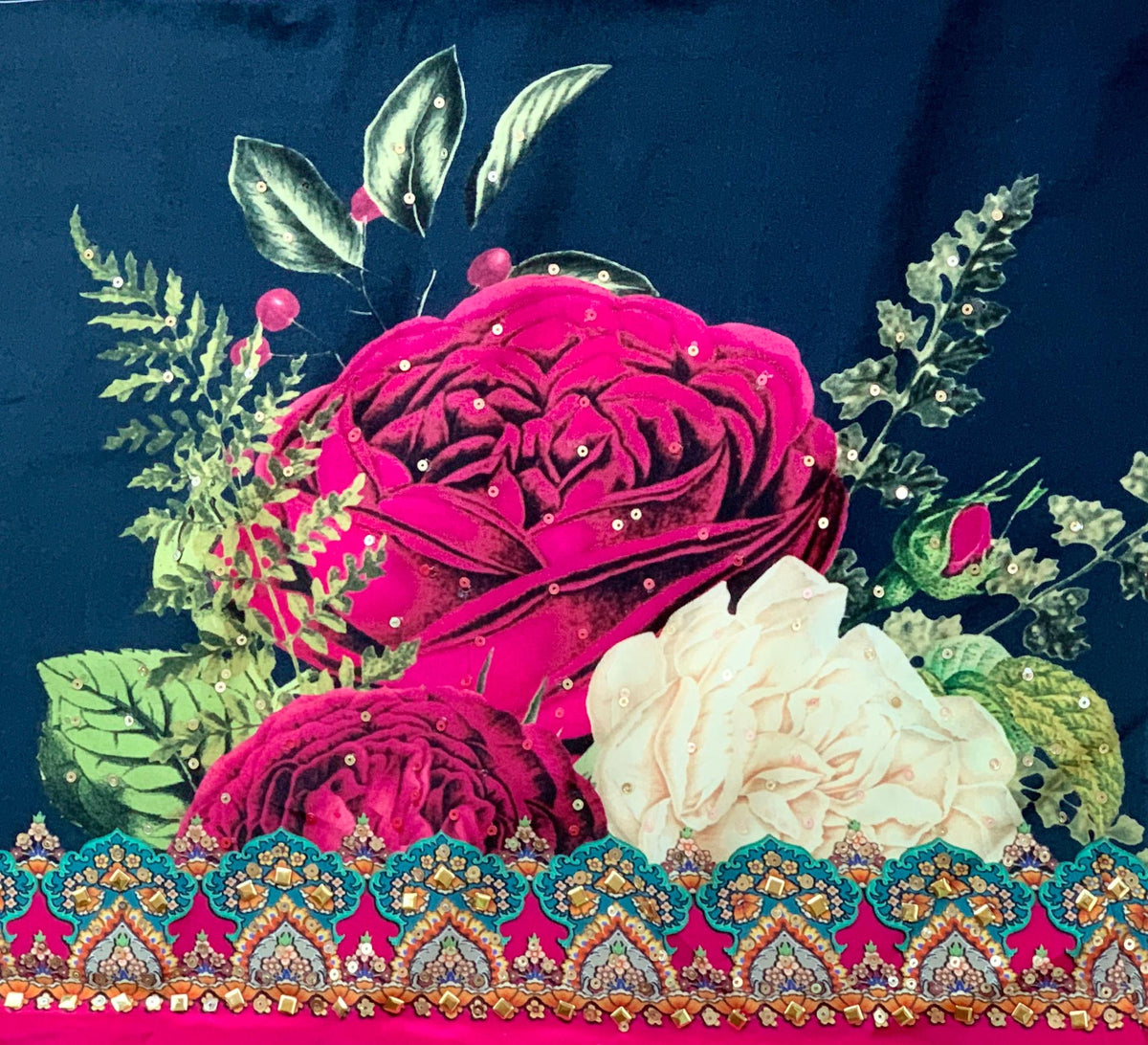 Black Designer Crepe Silk Saree : D62F031