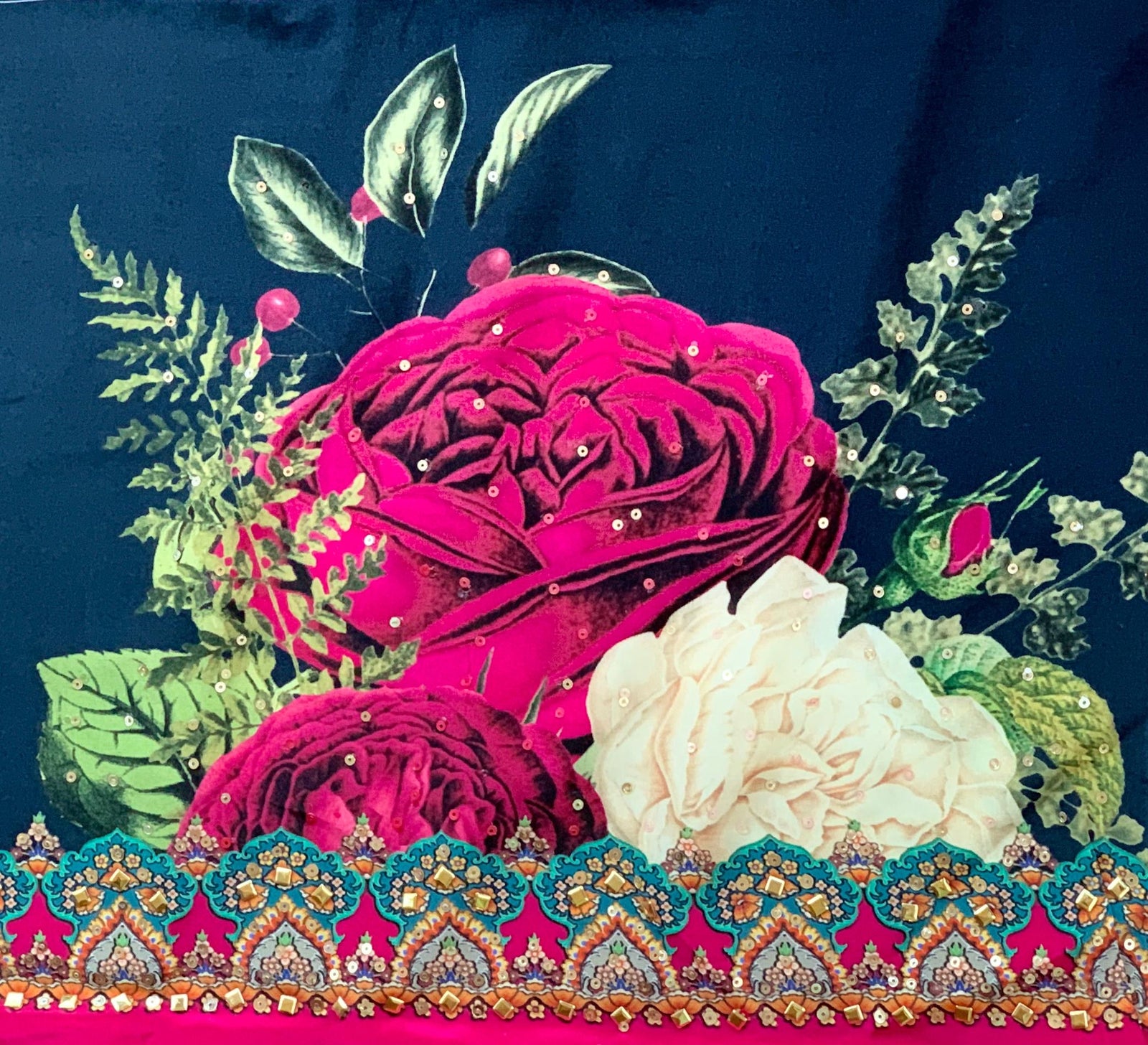 Black Designer Crepe Silk Saree : D62F031