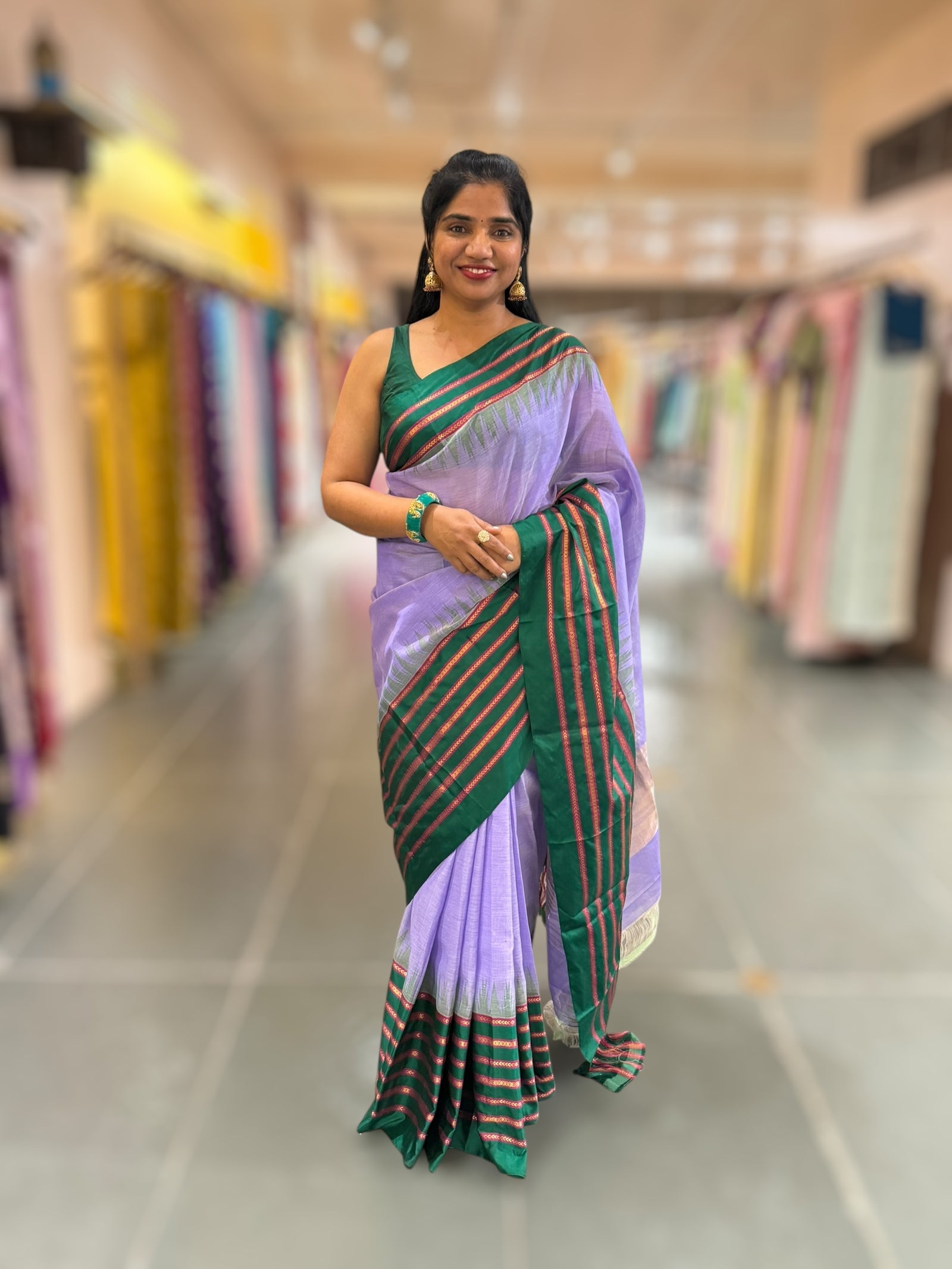 Ponduru Khadi Saree with Kanchi Style borders in 80’s Count