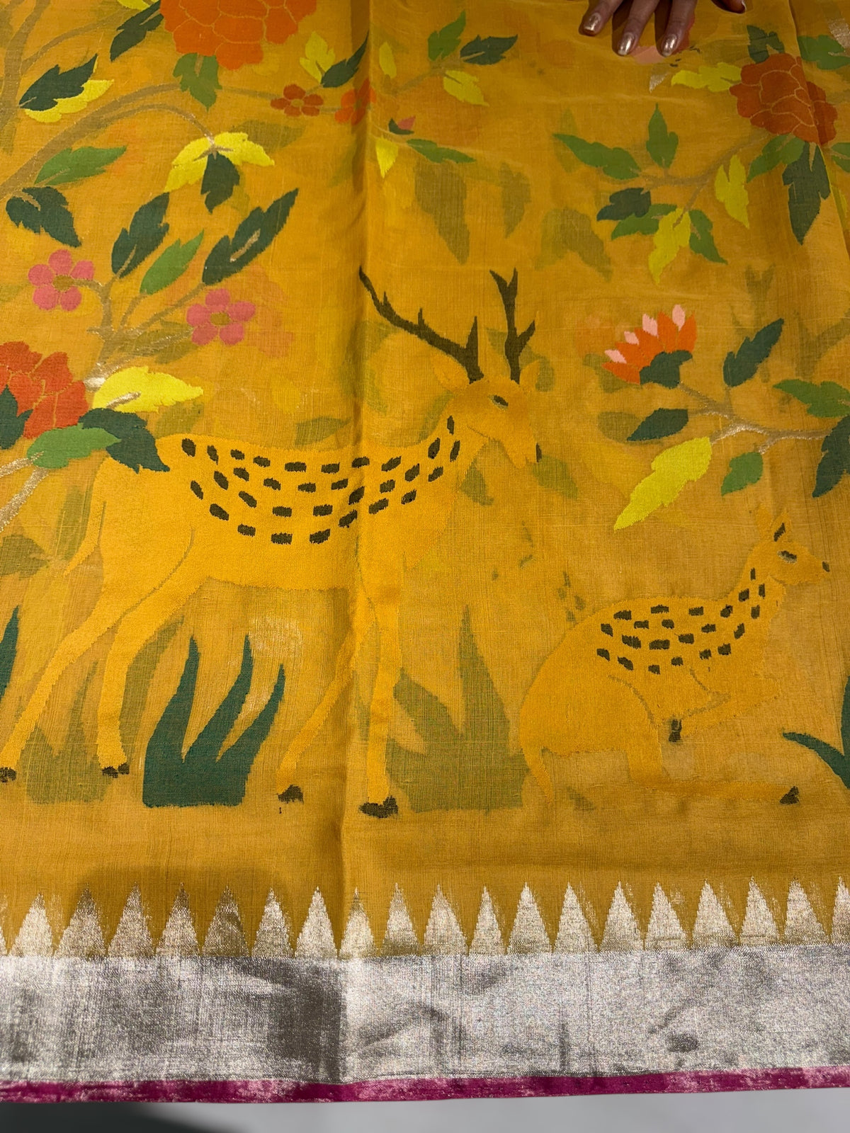 Mustard allover ponduru khadi jamdani