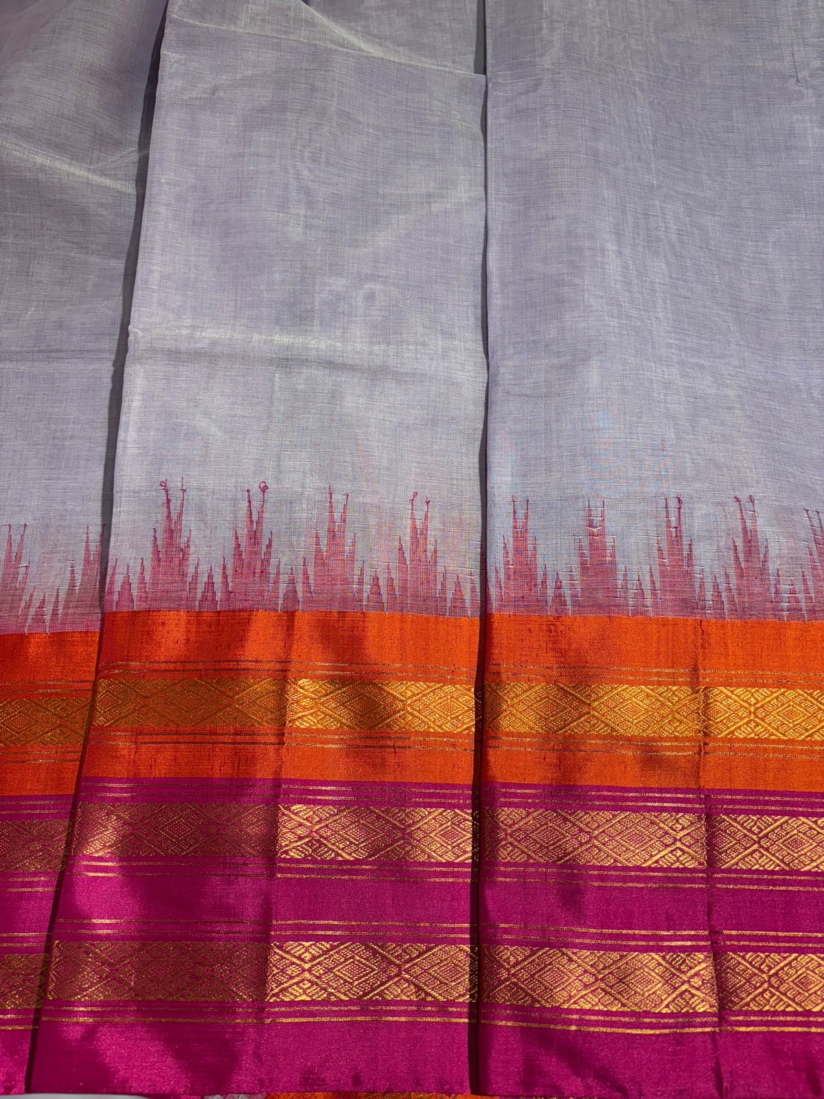 Lilac ponduru khadi jamdani Saree