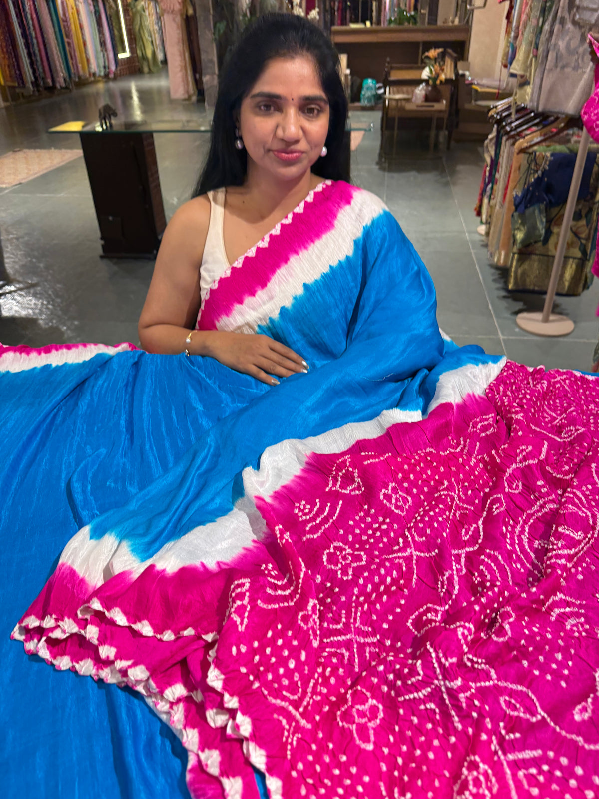 Pure gajji silk saree Rai bandhej Saree