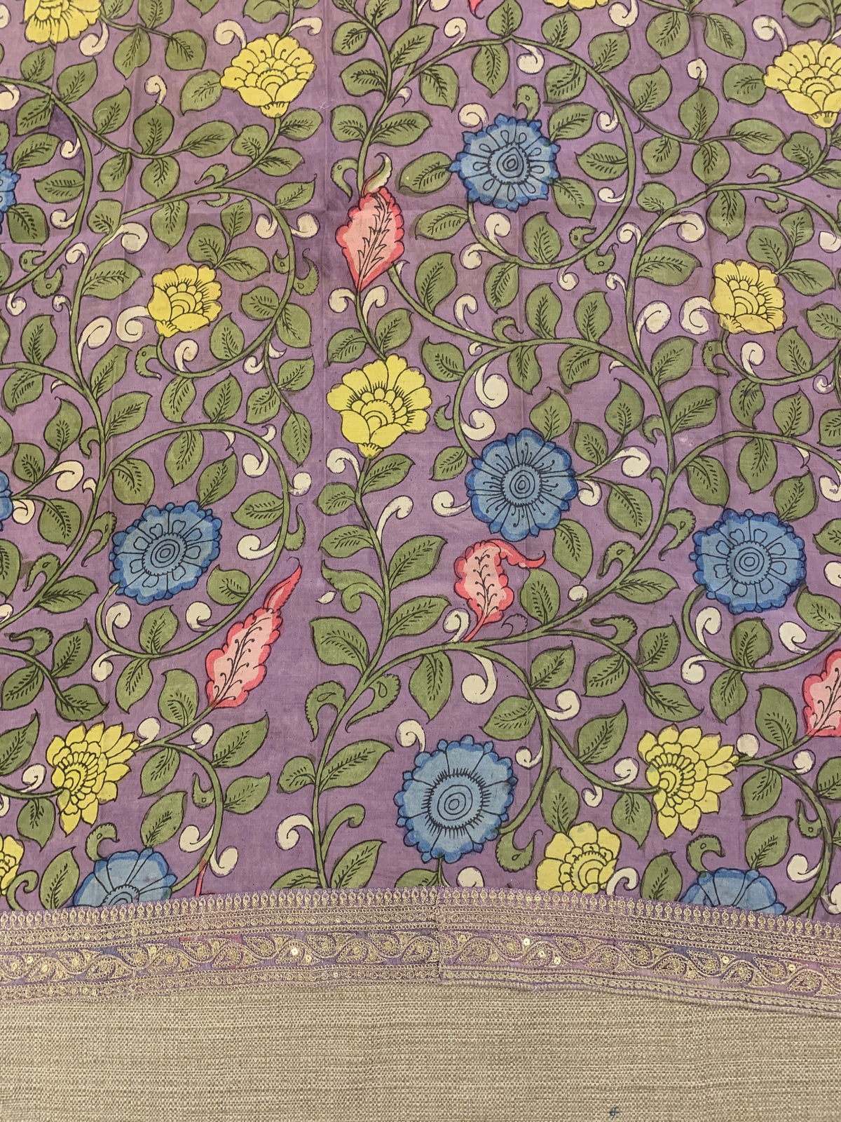 Lilac Banarasi tonchoi with pen kalamkari Blouses