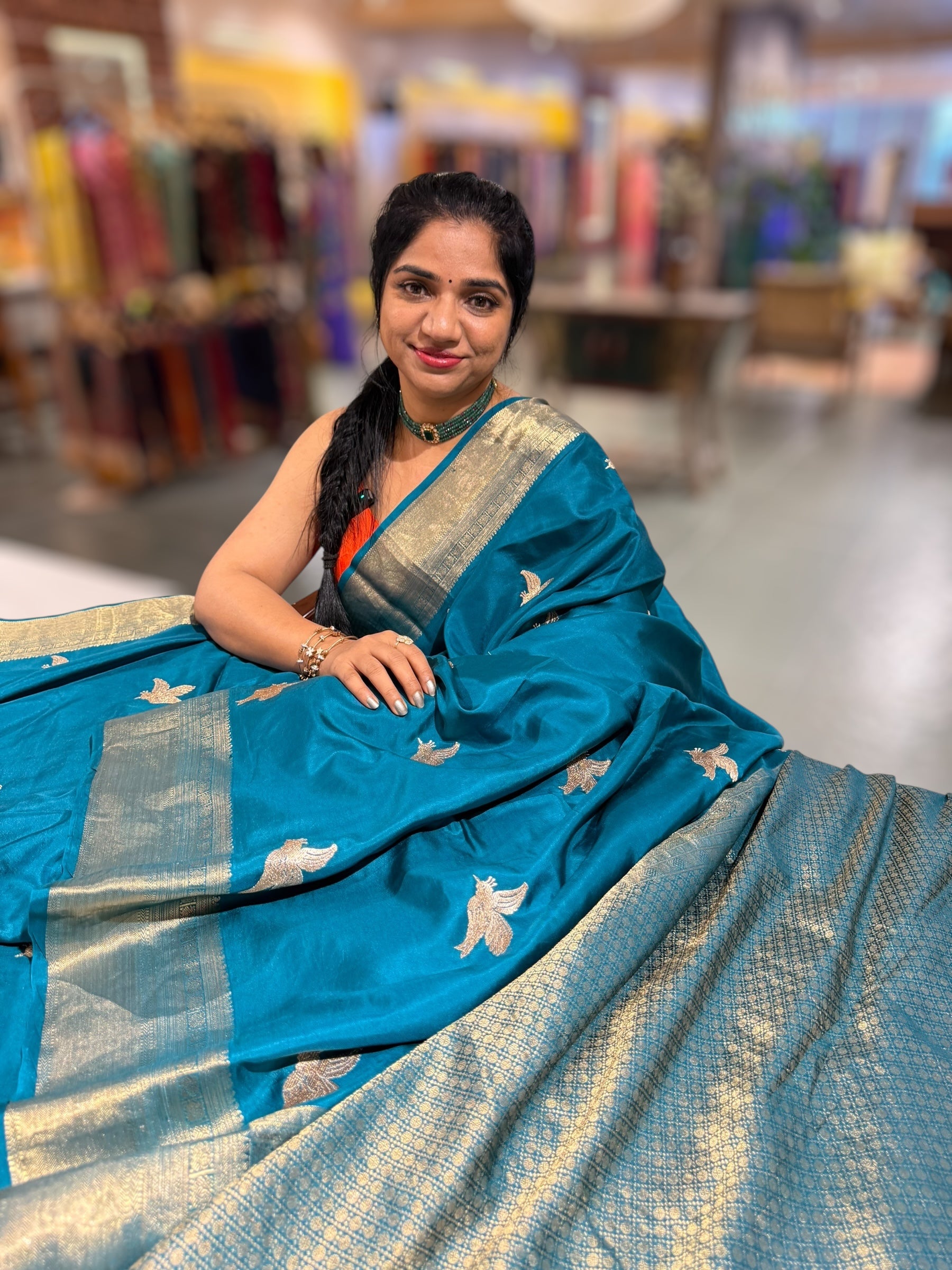 Peacock Blue Kanchi Soft Drape Saree