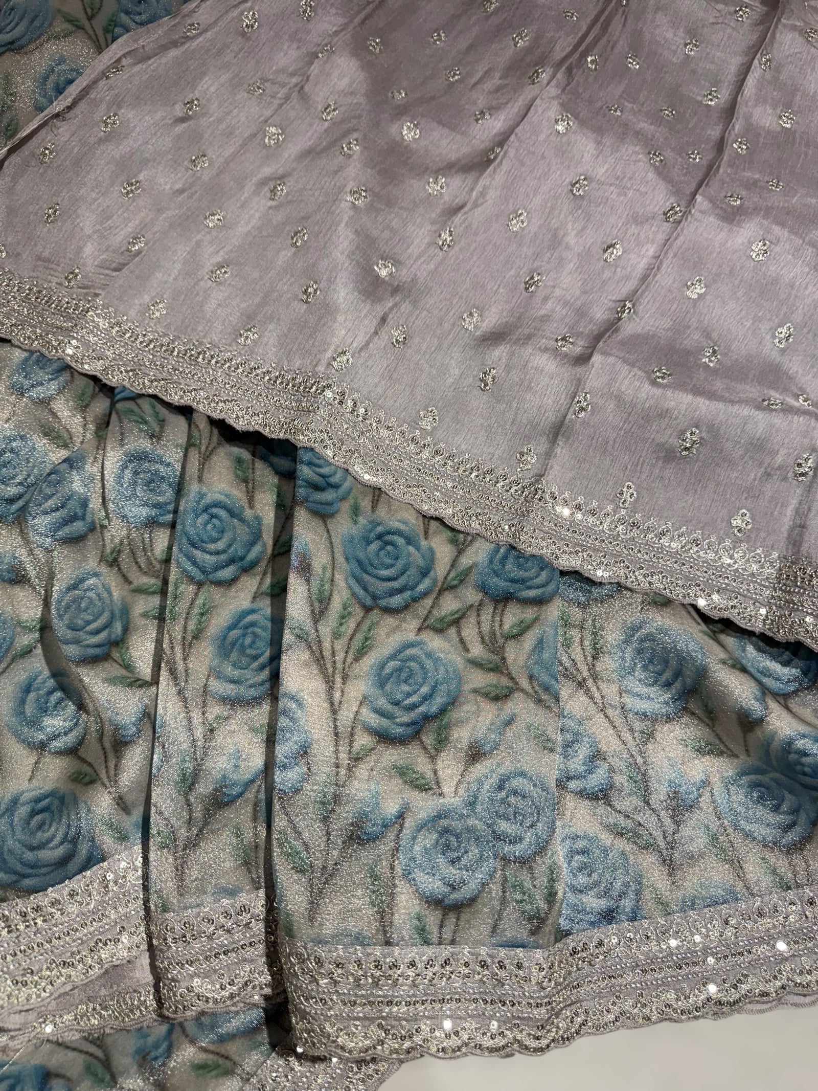 Silver base Tissue Georgette Saree