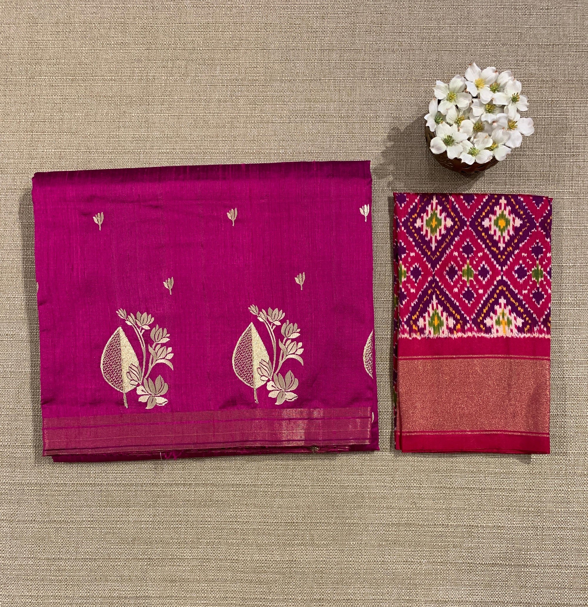 Majenta Pure Handloom Raw Silk Saree