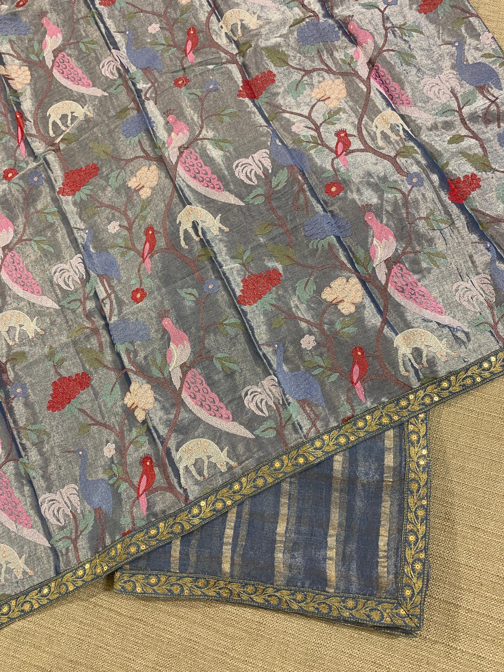 Cobalt Blue  Banarasi Tissue checks Saree with Sabyasachi Borders