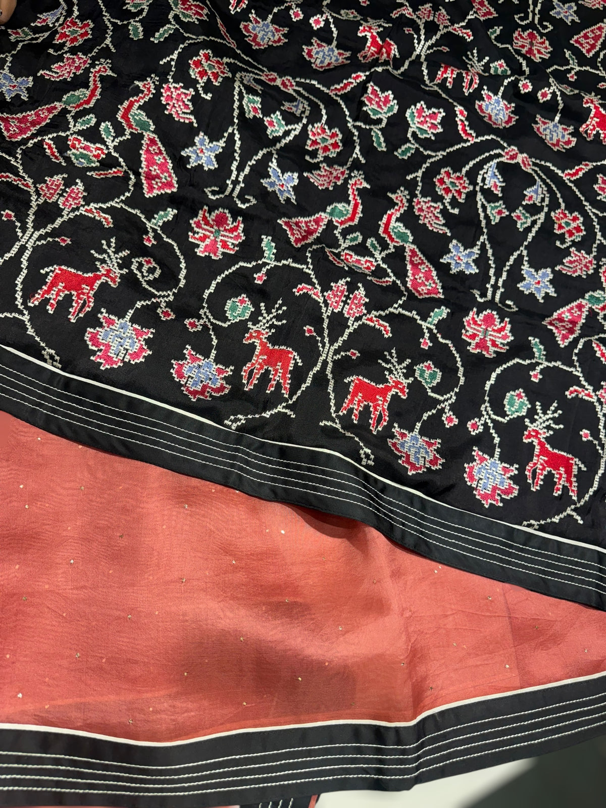 Rust Organza Saree with embroidered blouse