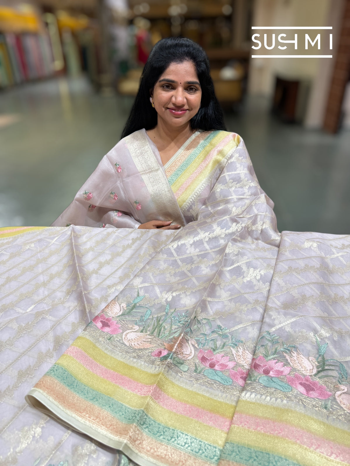 Lilac Designer Kora Banarasi Saree: D62F229