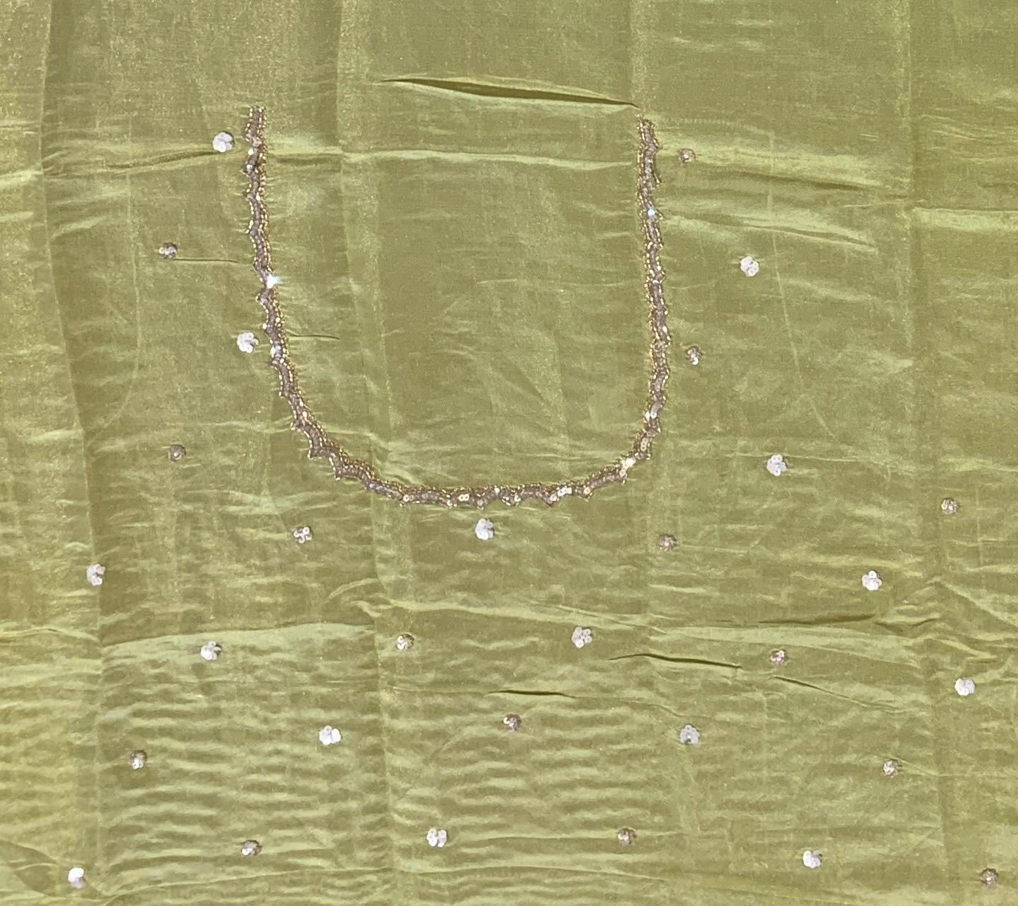 Tissue Gorgette Saree With Handwork Border and Blouse.