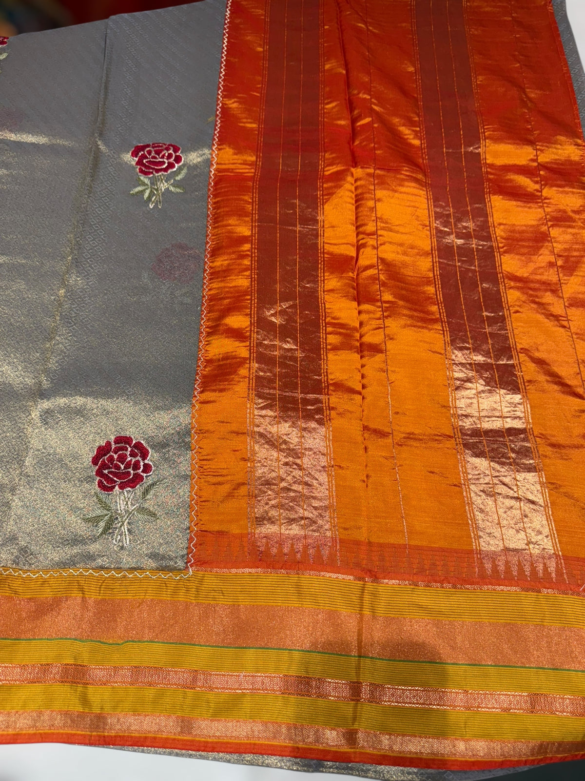 Banarasi brocade Tissue fusion Saree with embroidery