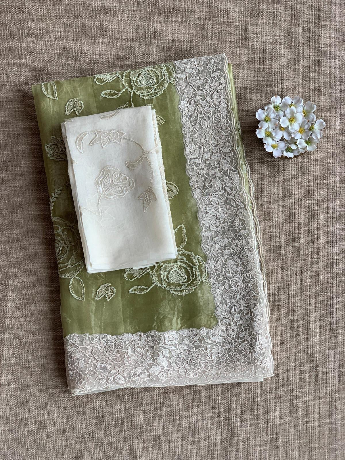 Pista PURE HANDLOOM TISSUE SAREE