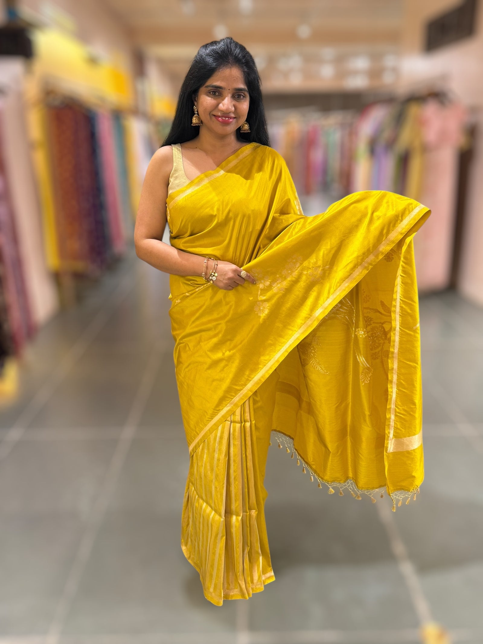 Lime yellow Designer Ektara Banarasi Silk Saree