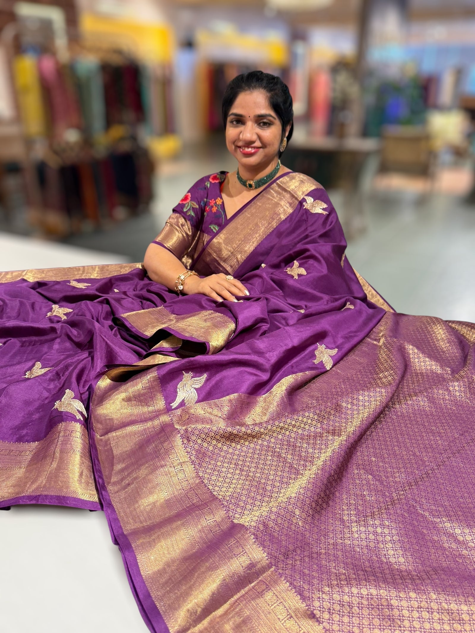 Brinjal Kanchi Soft Drape Saree