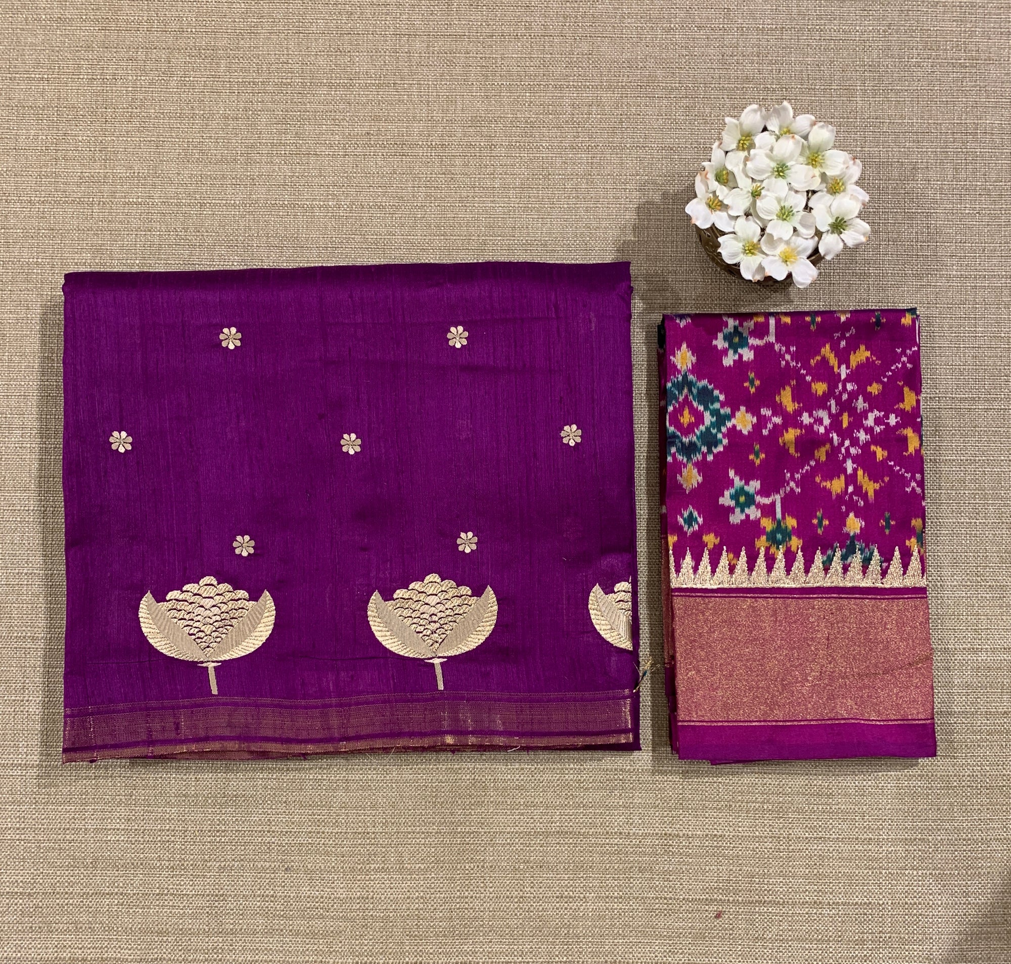 Purple Pure Handloom Raw Silk Saree