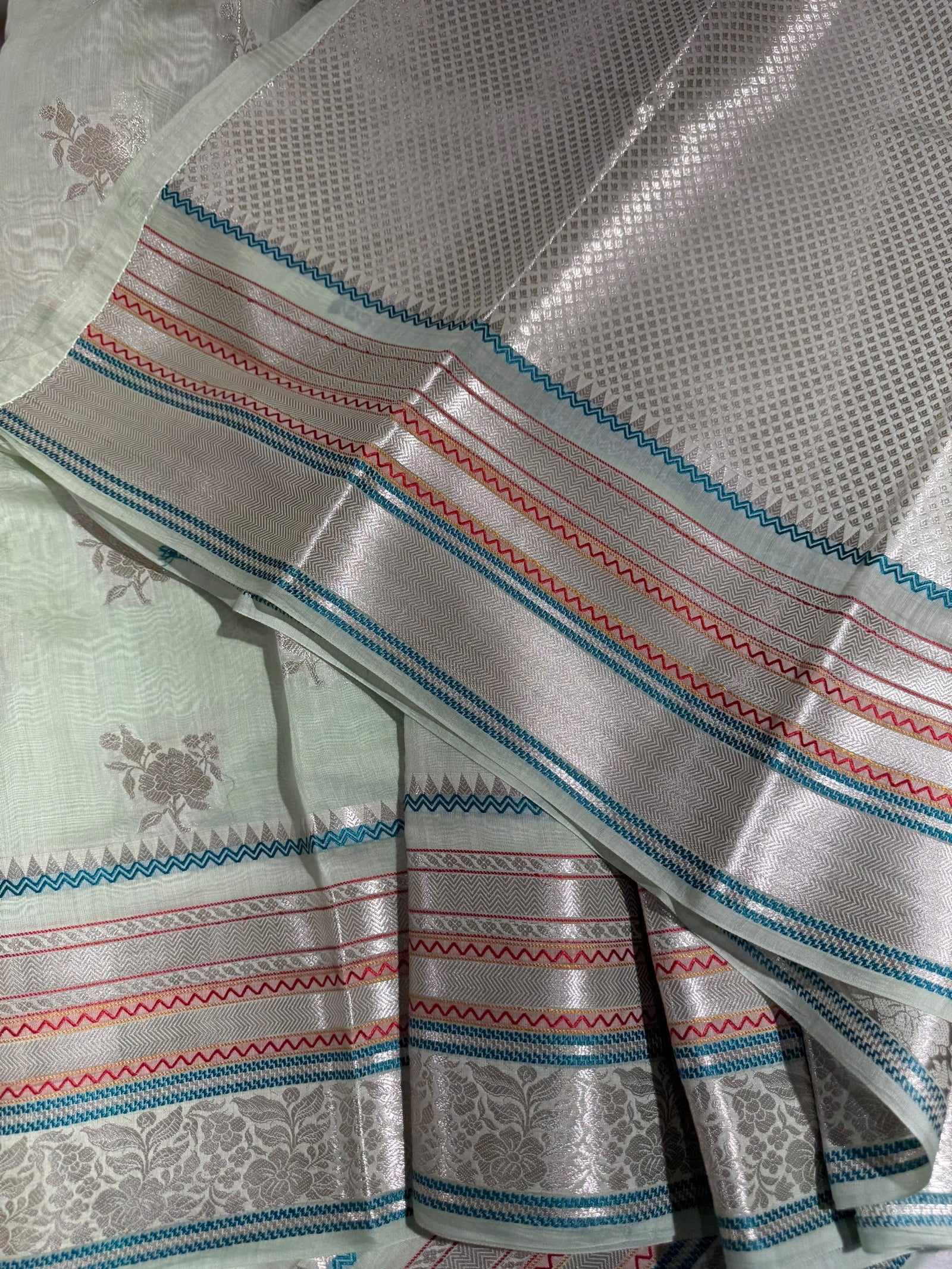 Sea Green Banarasi Mul Silk Cotton Saree