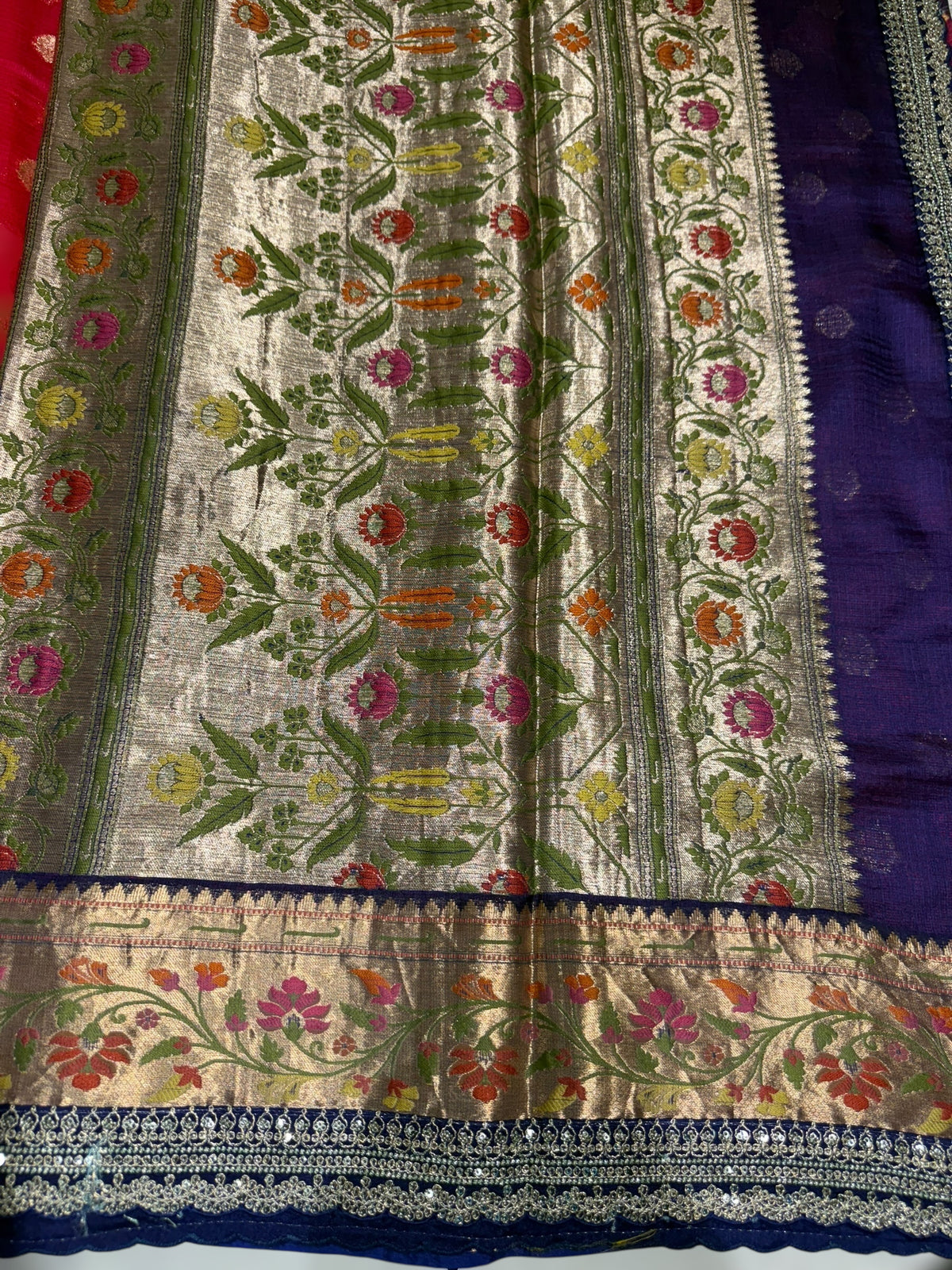 Reddish Pink Designer Silk kota saree