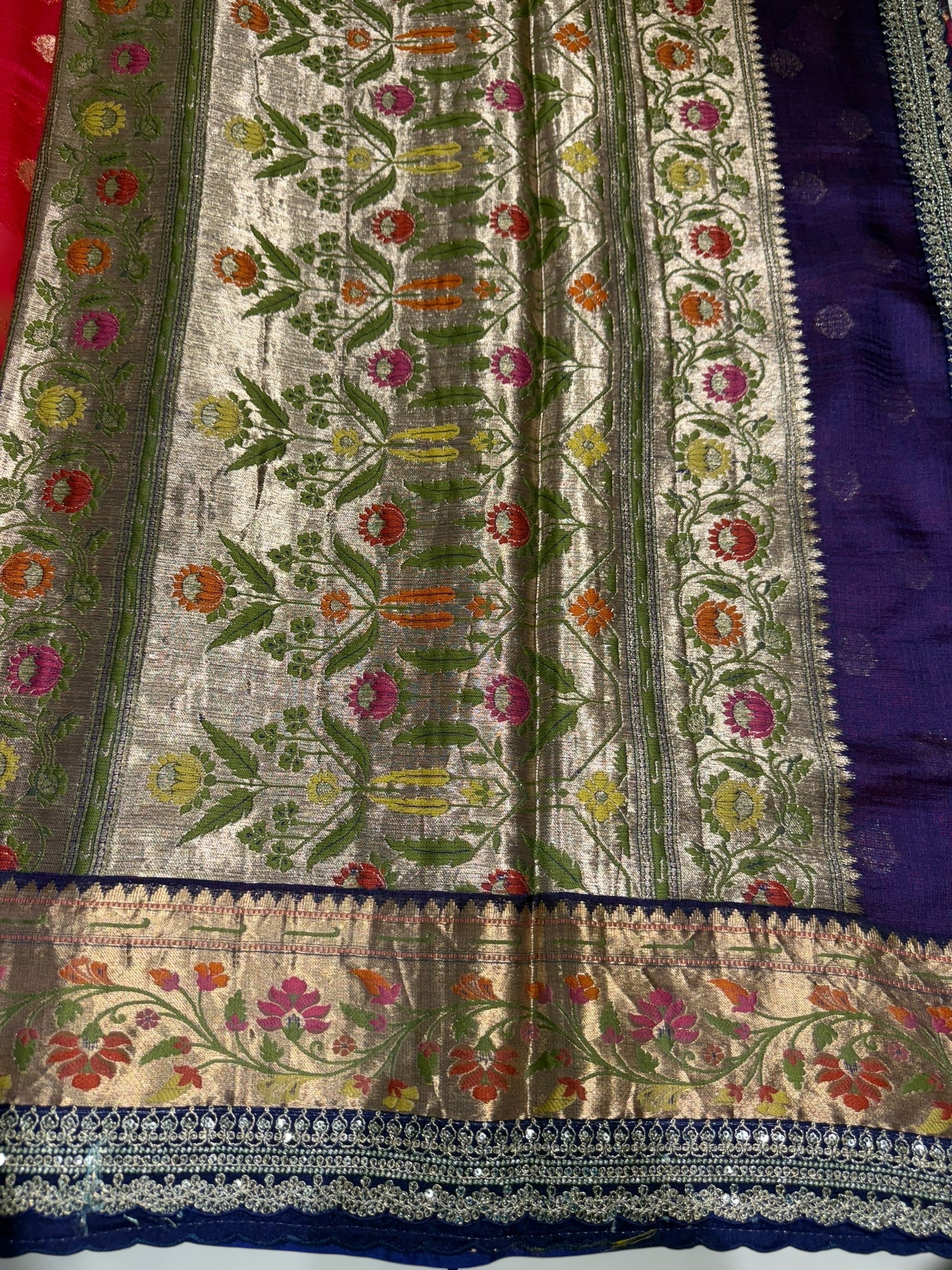 Reddish Pink Designer Silk kota saree