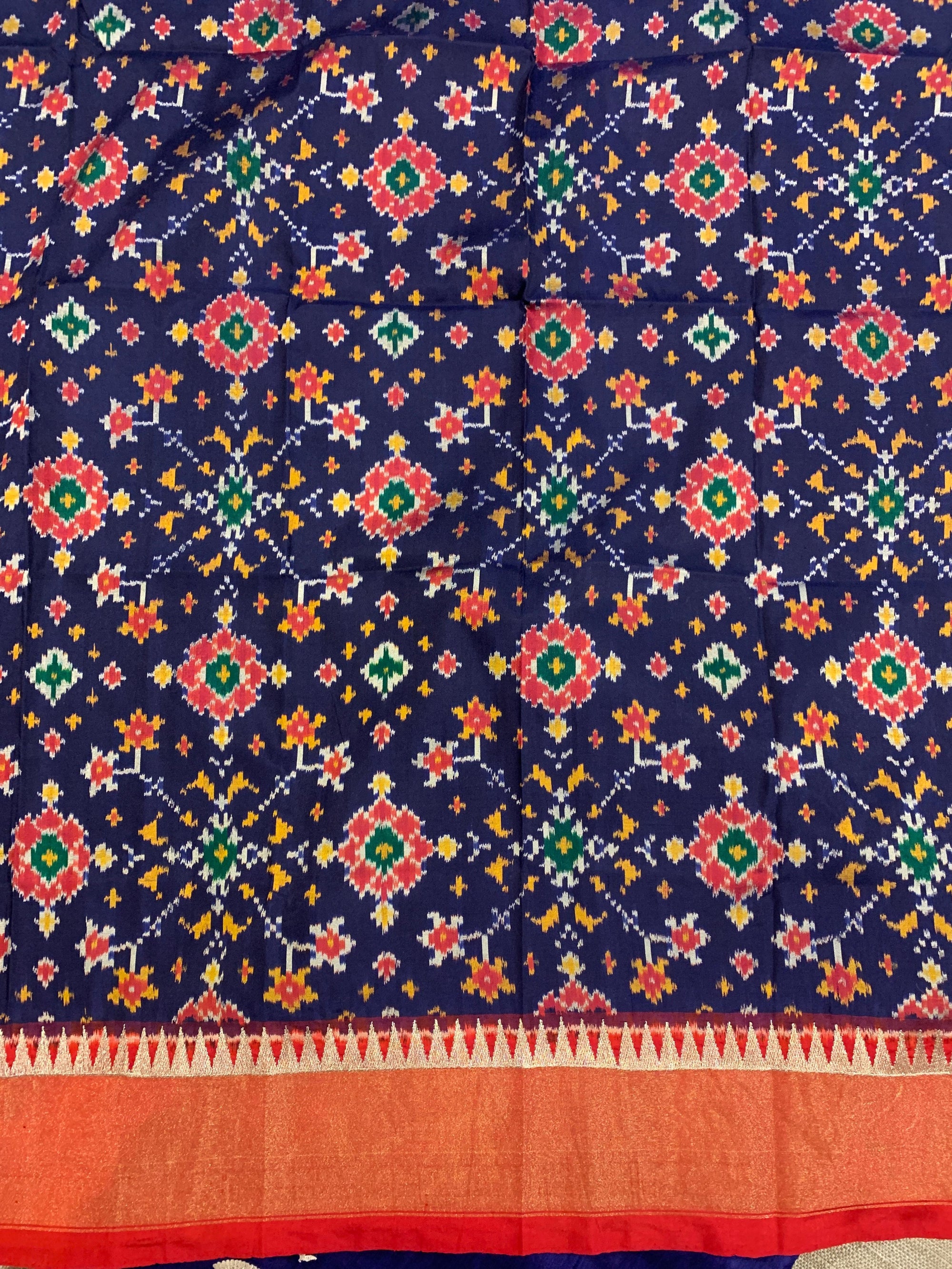 Blue Pure Handloom Raw Silk Saree