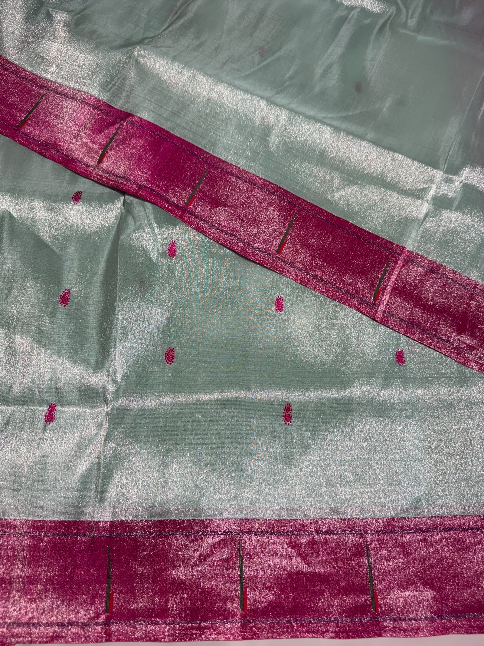 Mint Blue Pure handloom paithani tissue  saree