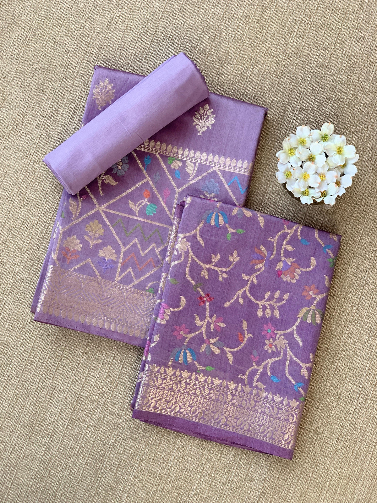 Mauve Banarasi Chiniya Silk 3-pc Suit set : SS62J20